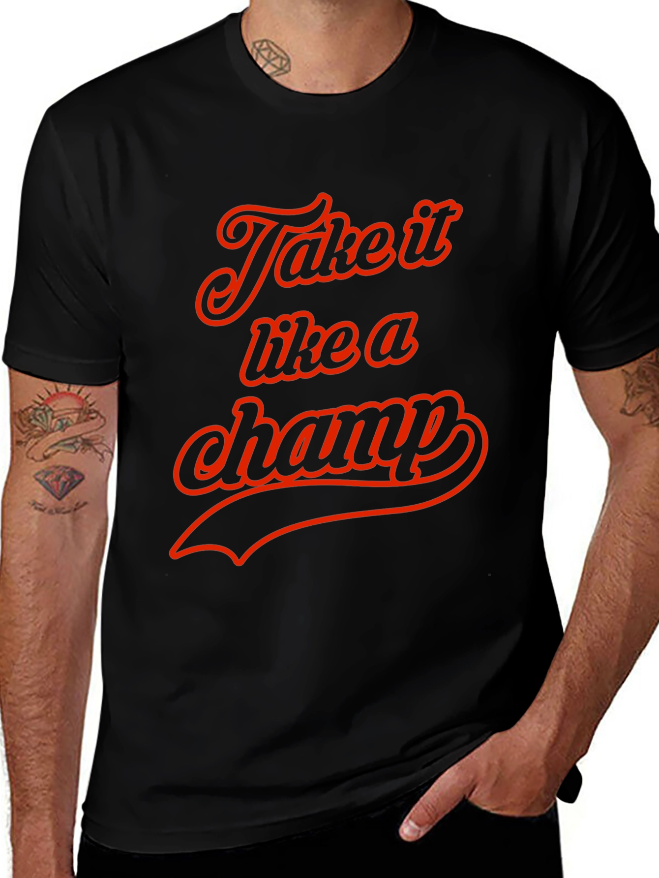 Take it Like a Champ Black Graphic Tee
