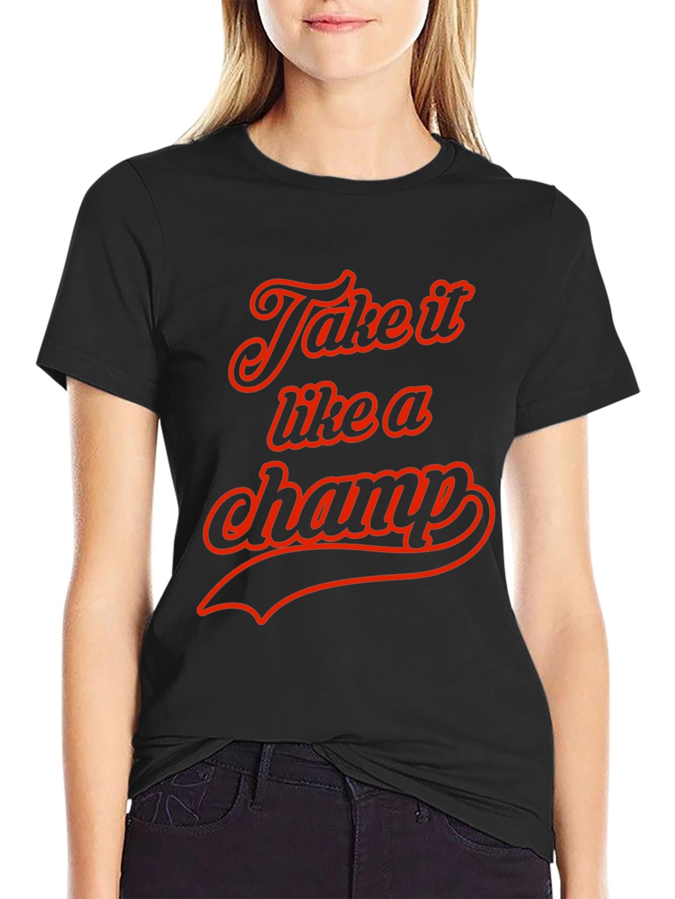 Take it Like a Champ Black Graphic Tee