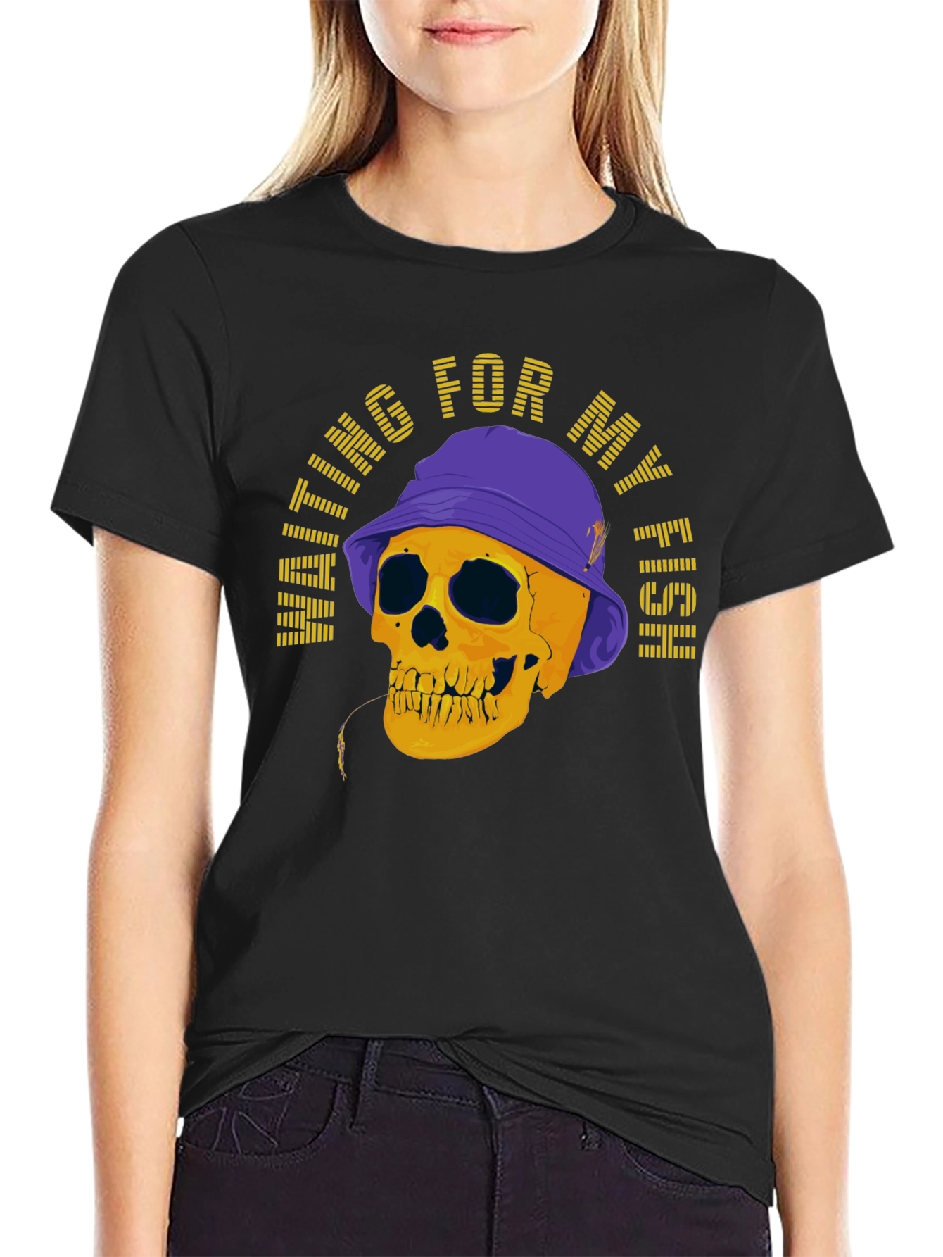 Waiting For My Fish Skull Graphic T-Shirt