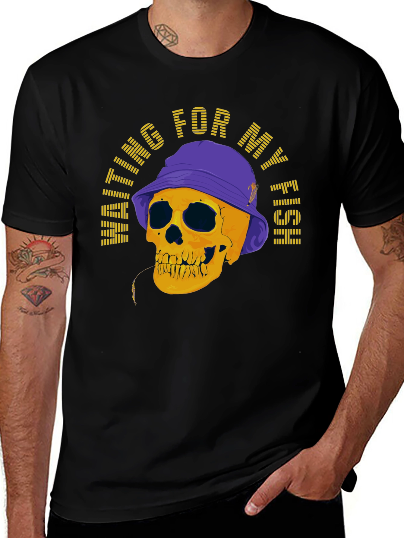 Waiting For My Fish Skull Graphic T-Shirt