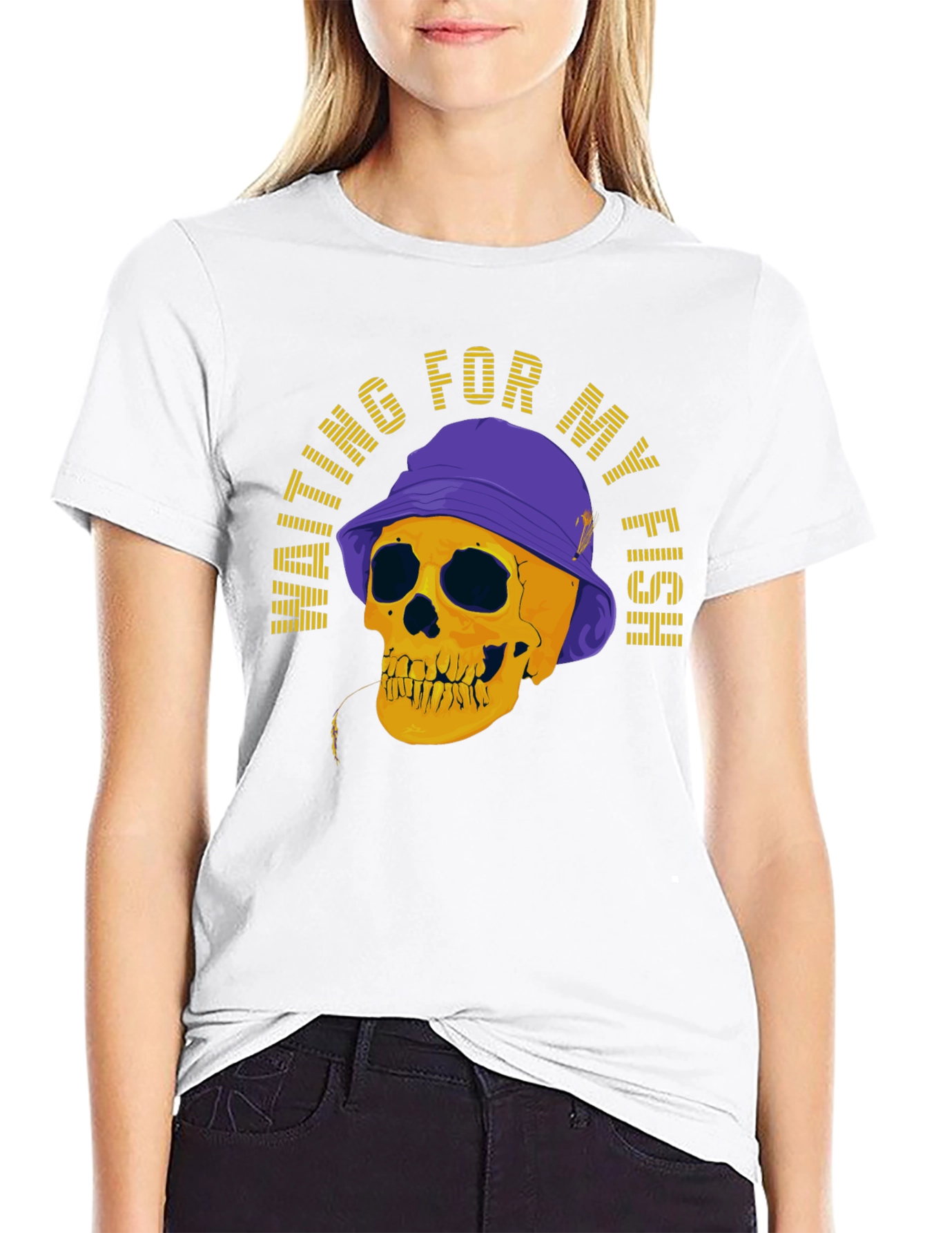 Waiting For My Fish Skull Graphic T-Shirt