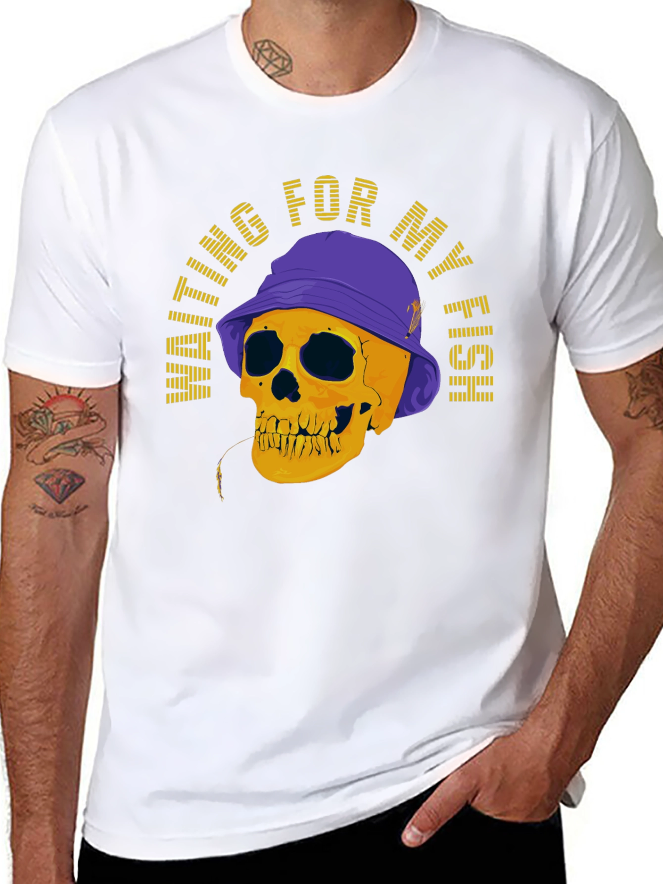 Waiting For My Fish Skull Graphic T-Shirt