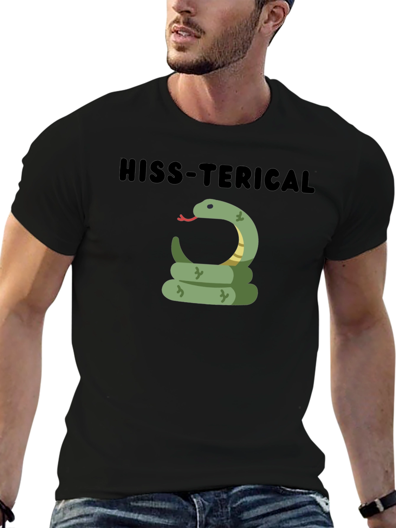 Hiss-terical Snake Graphic Black T-Shirt