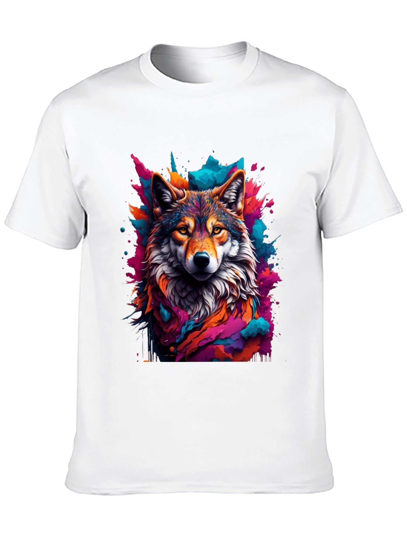 Wolf Art Graphic Black Tee - Vibrant Mens T-Shirt