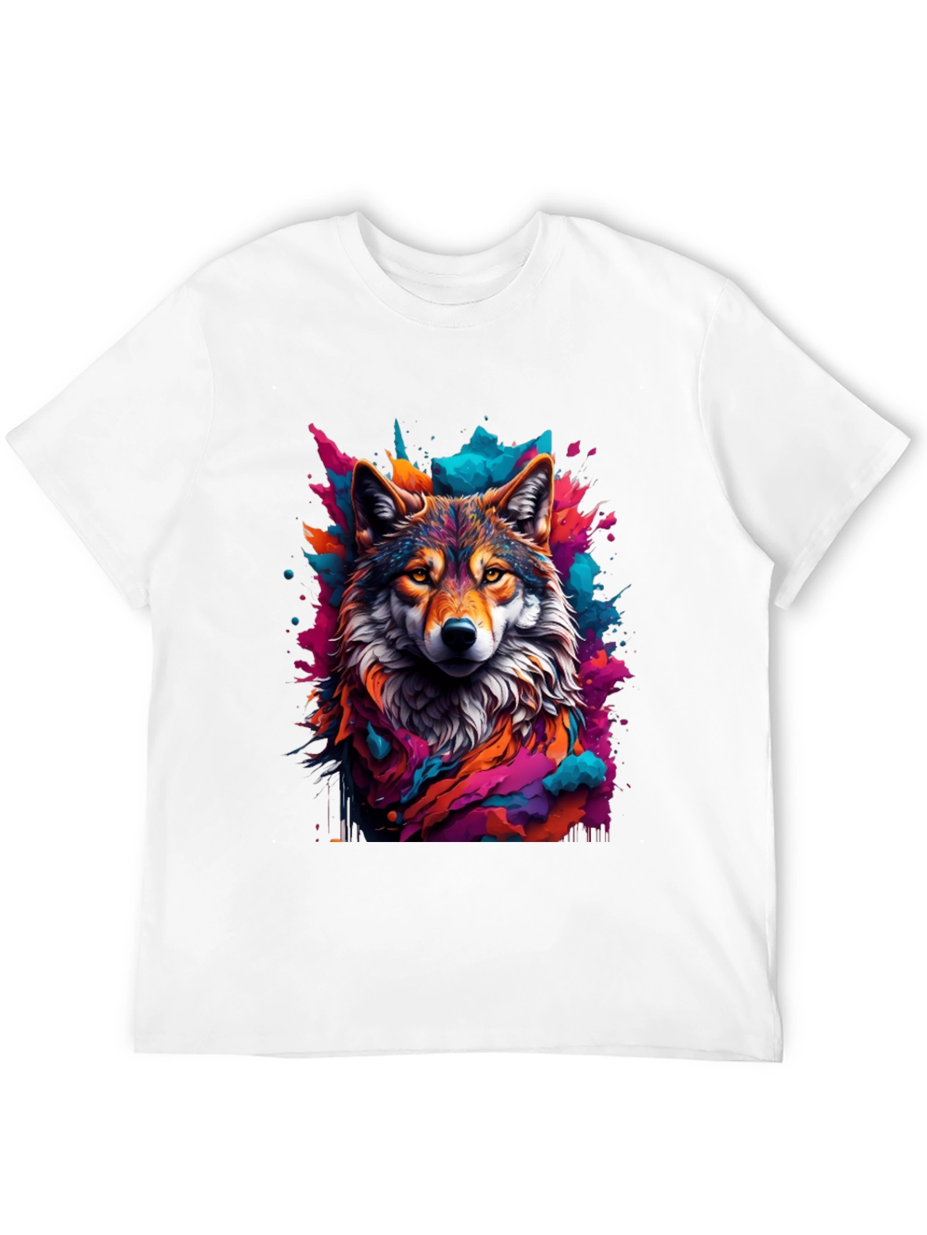 Wolf Art Graphic Black Tee - Vibrant Mens T-Shirt