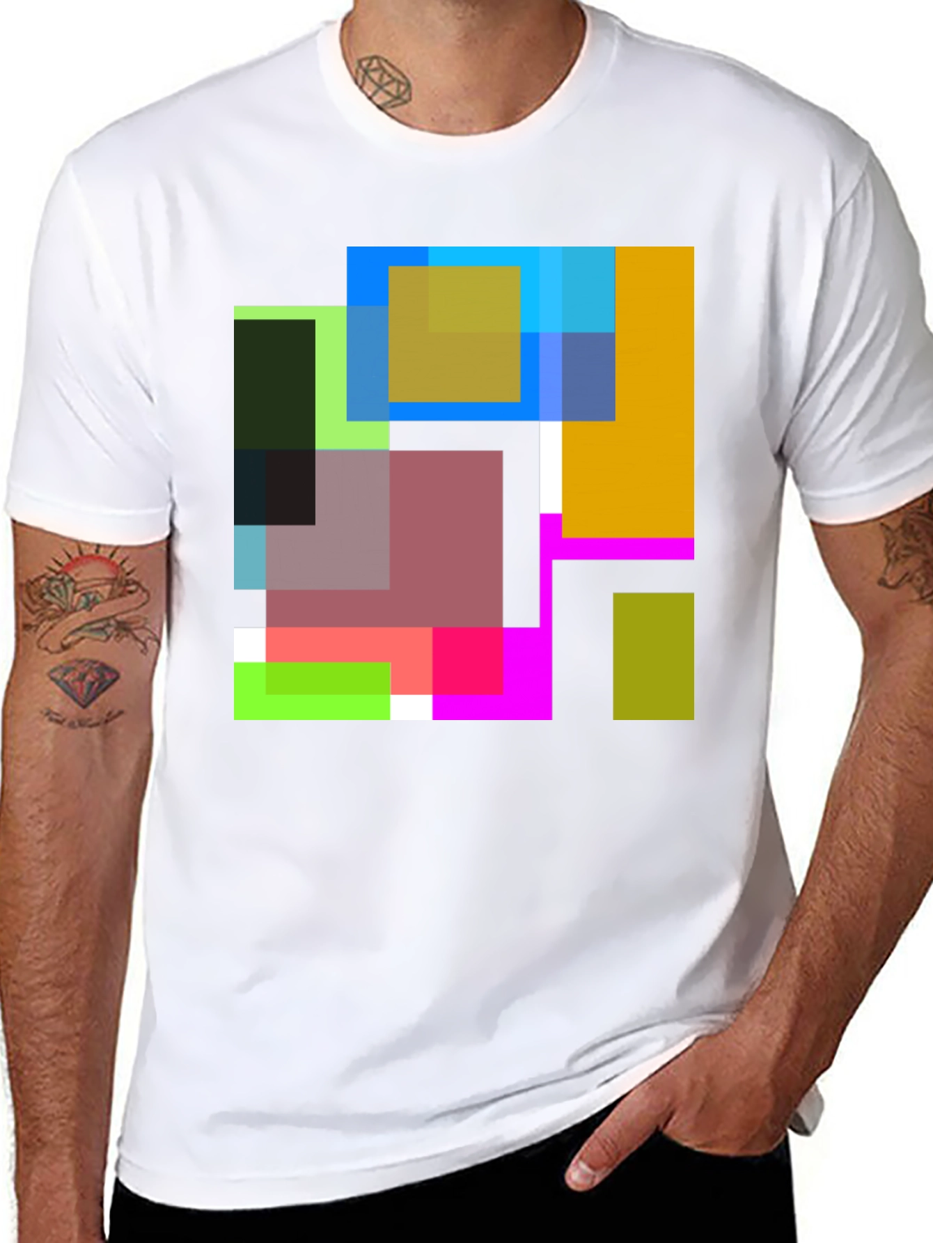 Abstract Squares Graphic Black T-Shirt