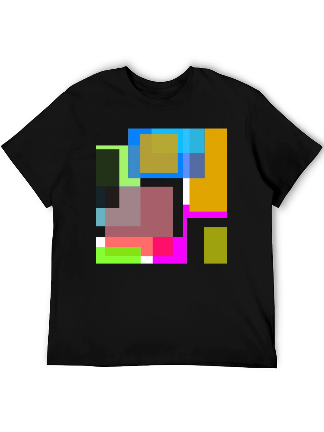 Abstract Squares Graphic Black T-Shirt