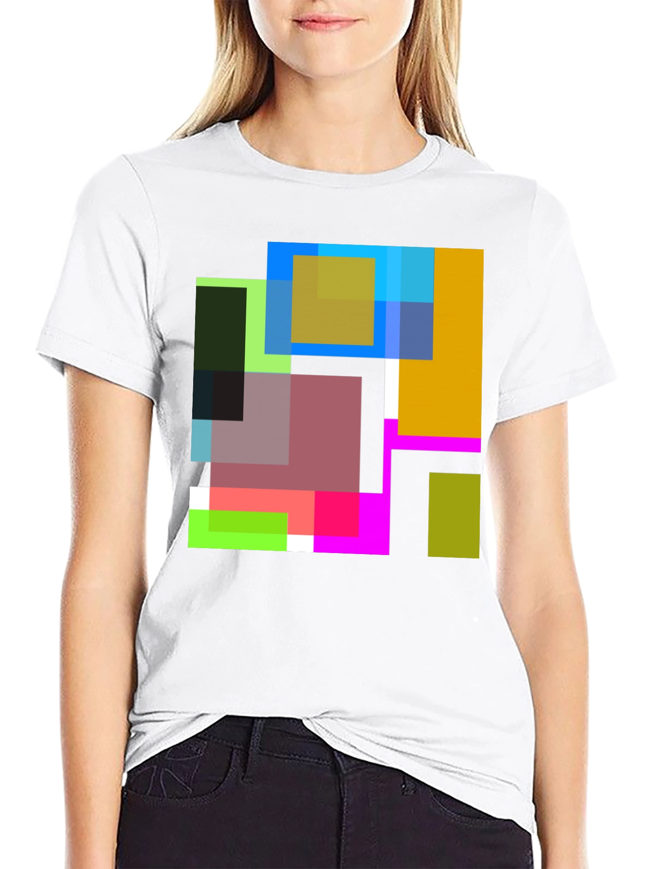 Abstract Squares Graphic Black T-Shirt