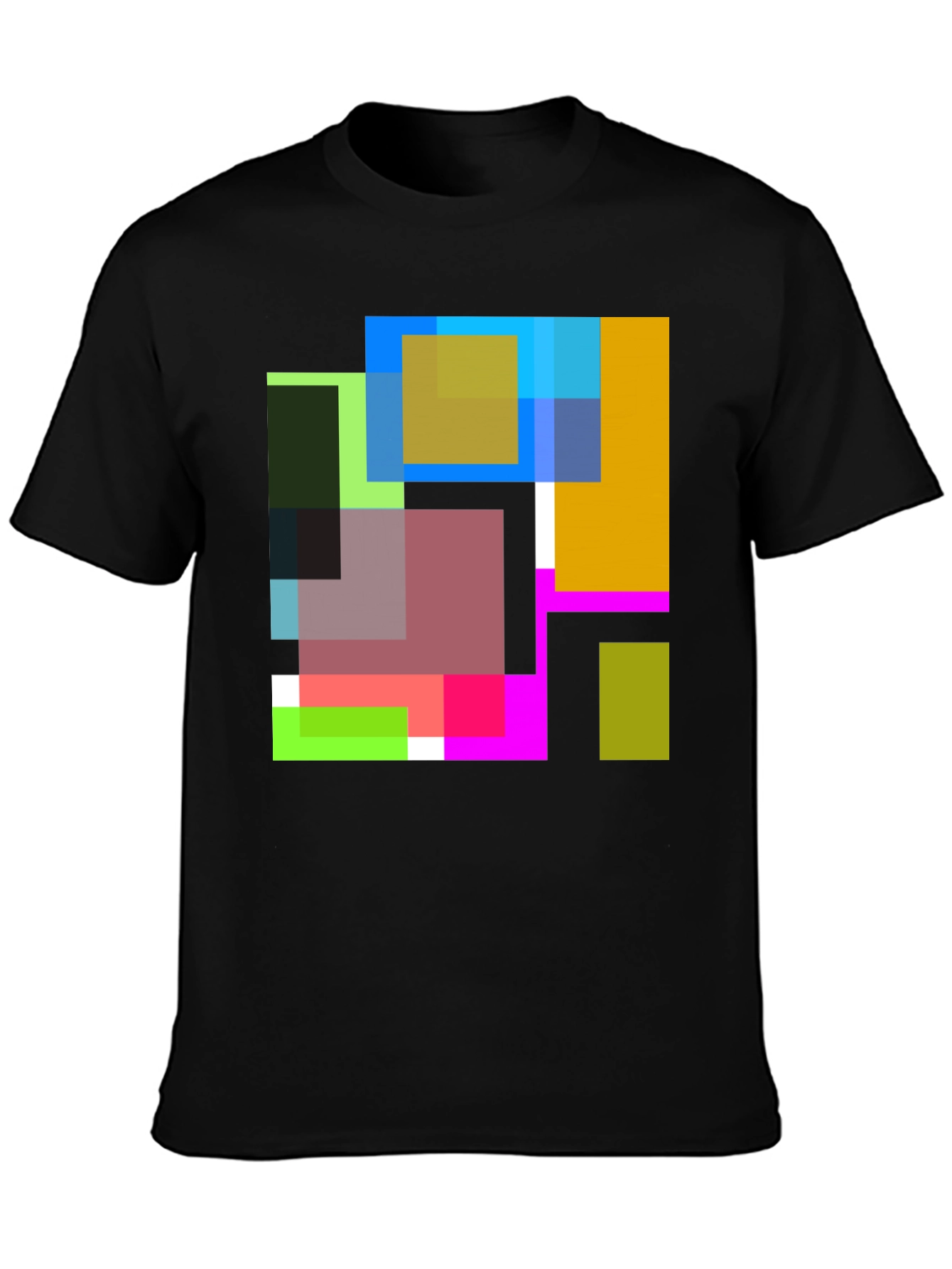 Abstract Squares Graphic Black T-Shirt