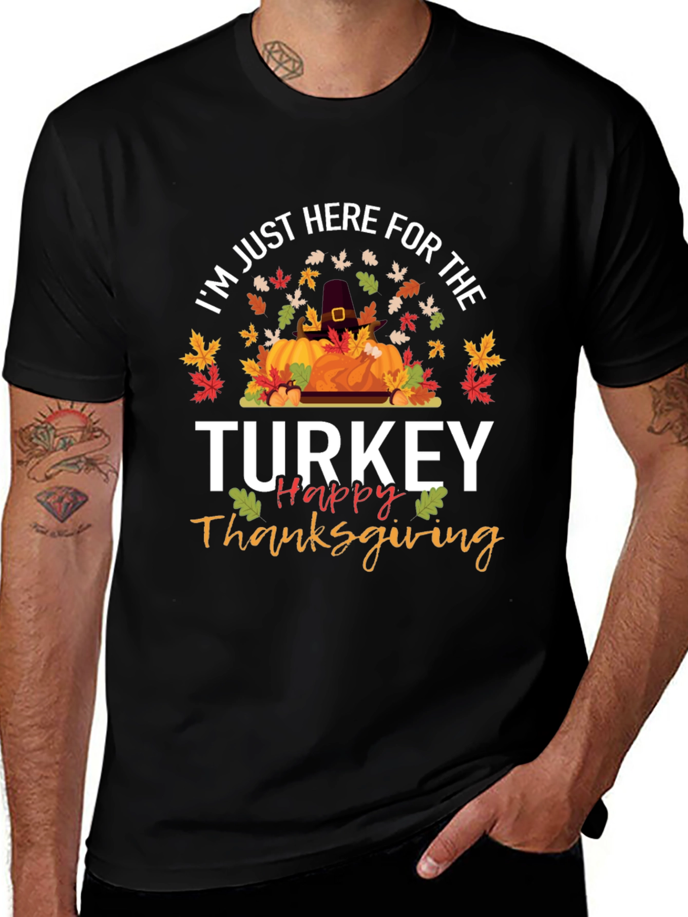 Thanksgiving T-Shirt - Turkey and Pumpkin Design