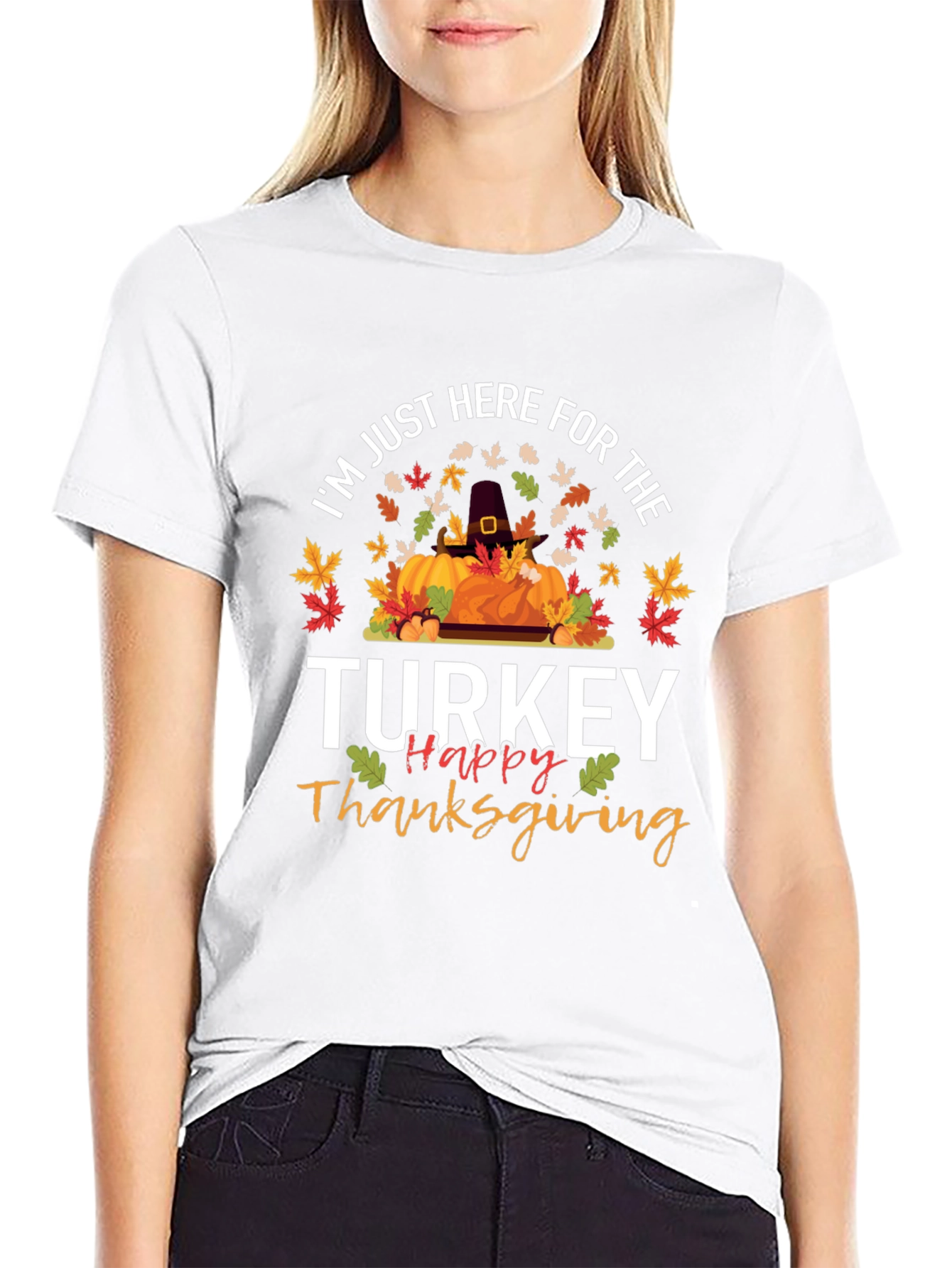 Thanksgiving T-Shirt - Turkey and Pumpkin Design