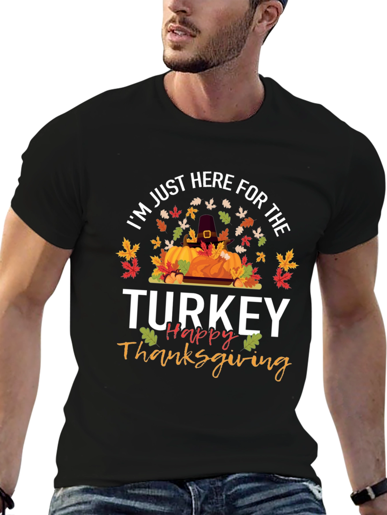 Thanksgiving T-Shirt - Turkey and Pumpkin Design