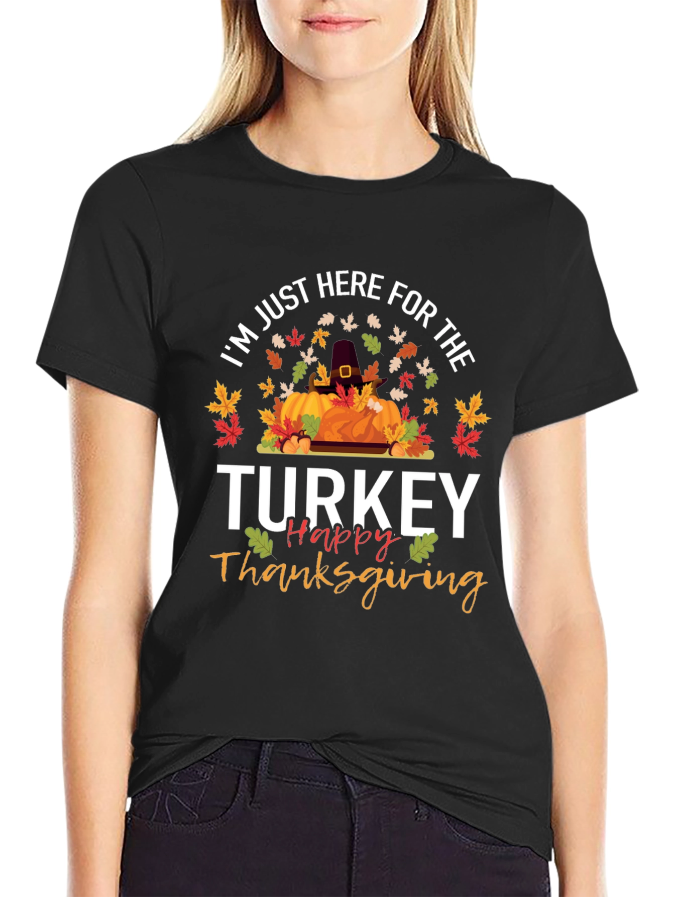 Thanksgiving T-Shirt - Turkey and Pumpkin Design