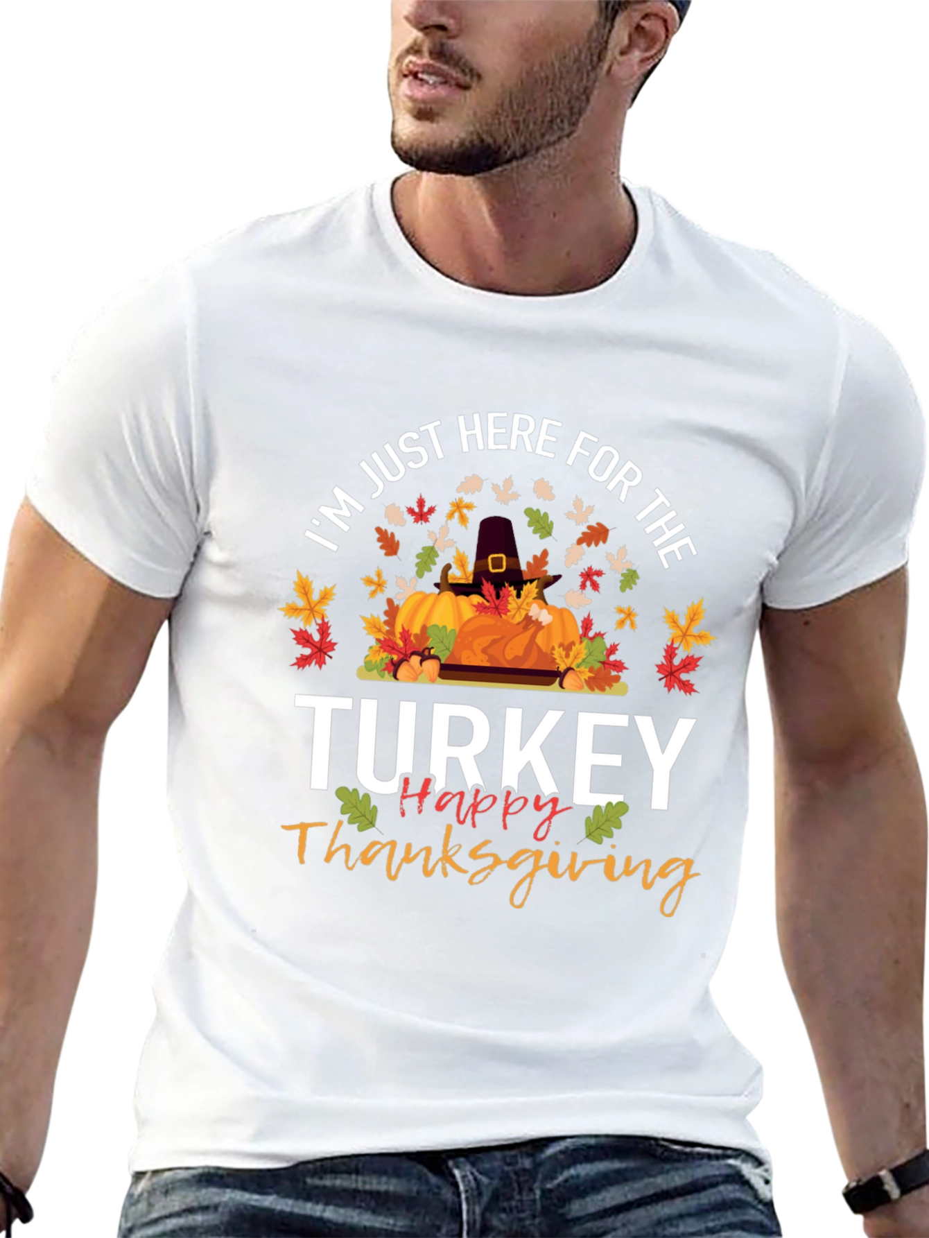 Thanksgiving T-Shirt - Turkey and Pumpkin Design