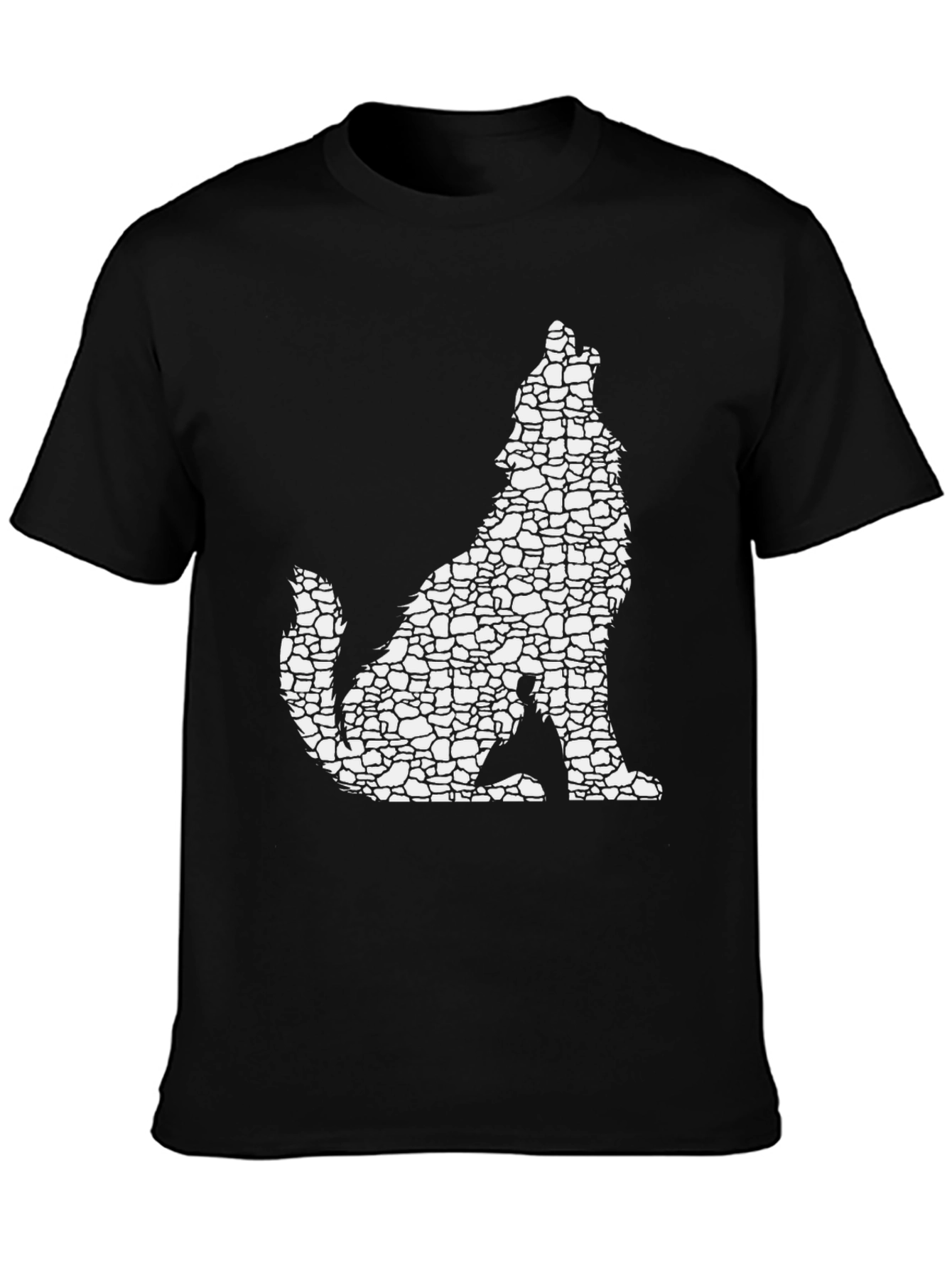 Wolf Silhouette Graphic Tee - Black Cotton Blend