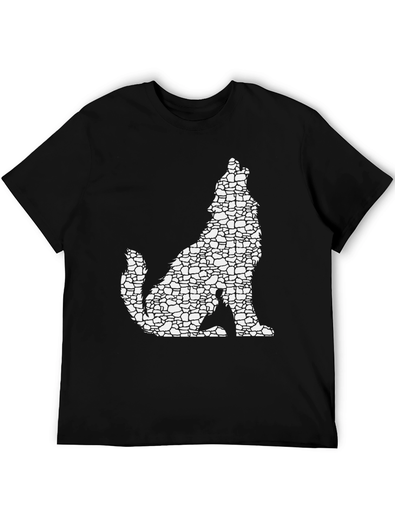 Wolf Silhouette Graphic Tee - Black Cotton Blend
