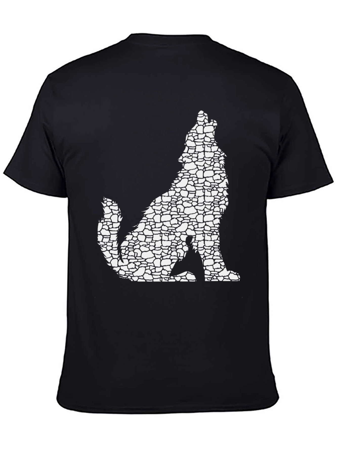 Wolf Silhouette Graphic Tee - Black Cotton Blend