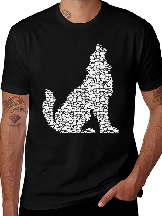 Wolf Silhouette Graphic Tee - Black Cotton Blend