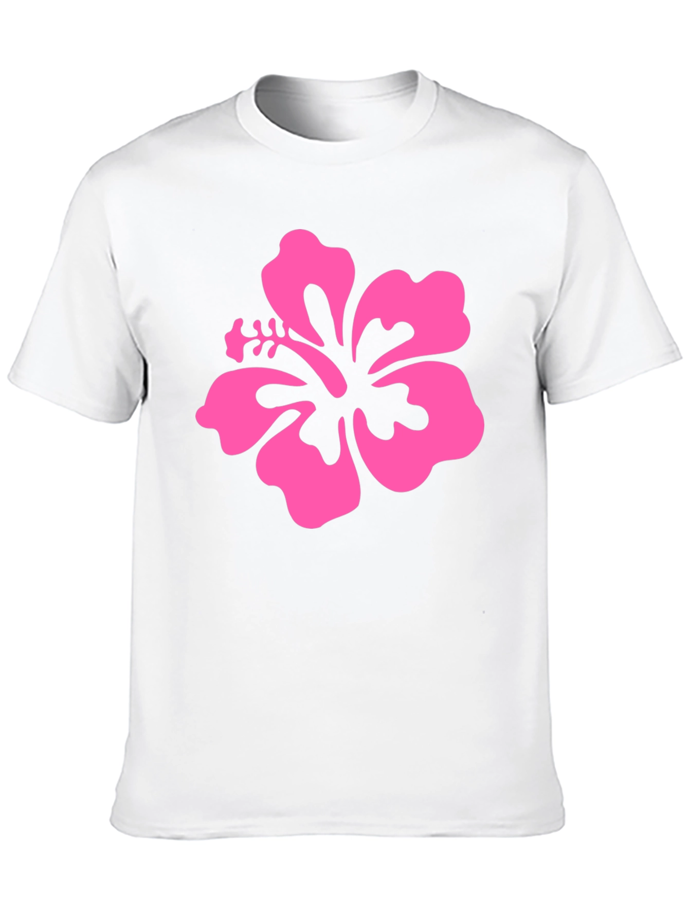 Pink Hibiscus Flower Black T-Shirt