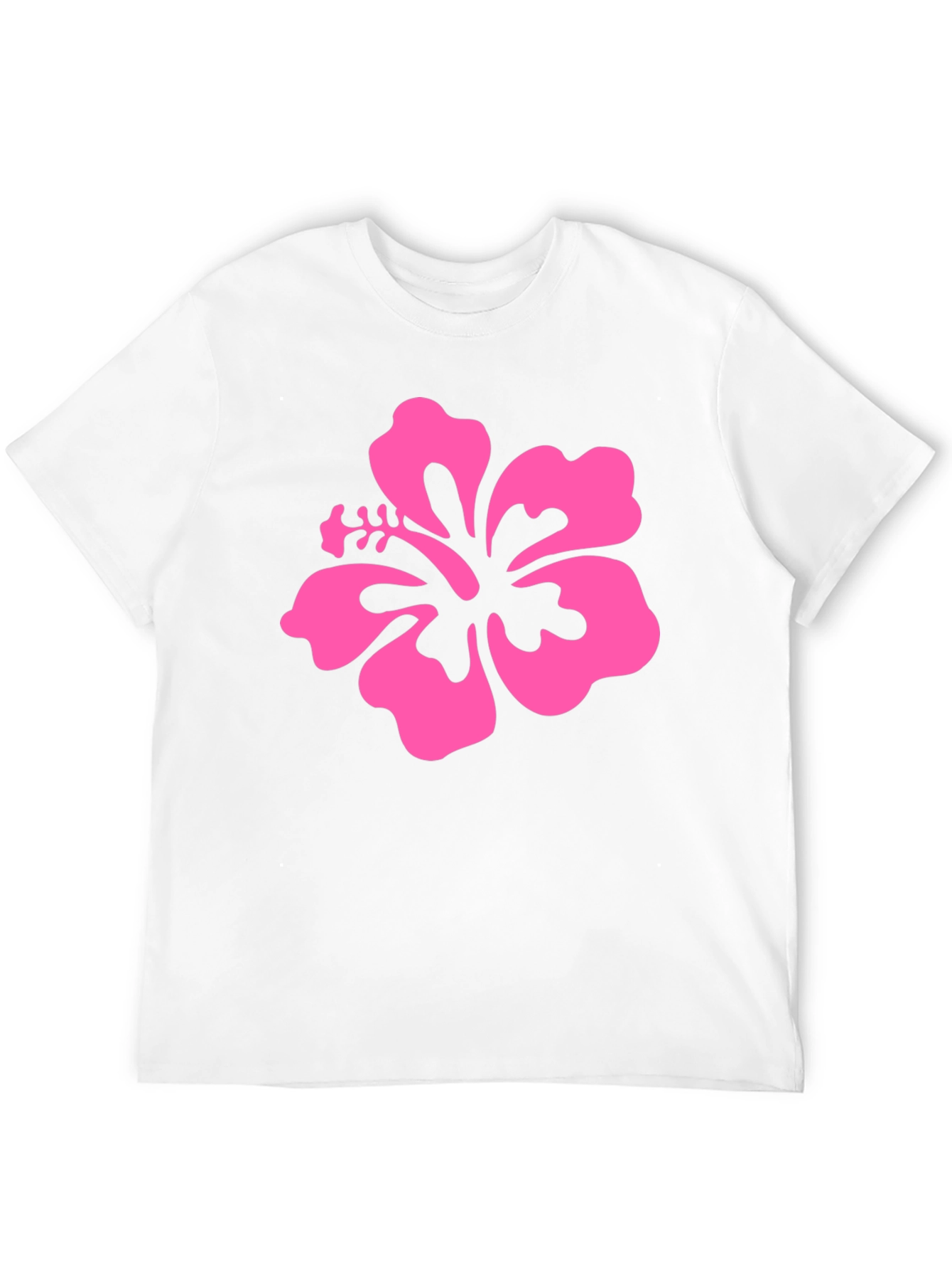 Pink Hibiscus Flower Black T-Shirt