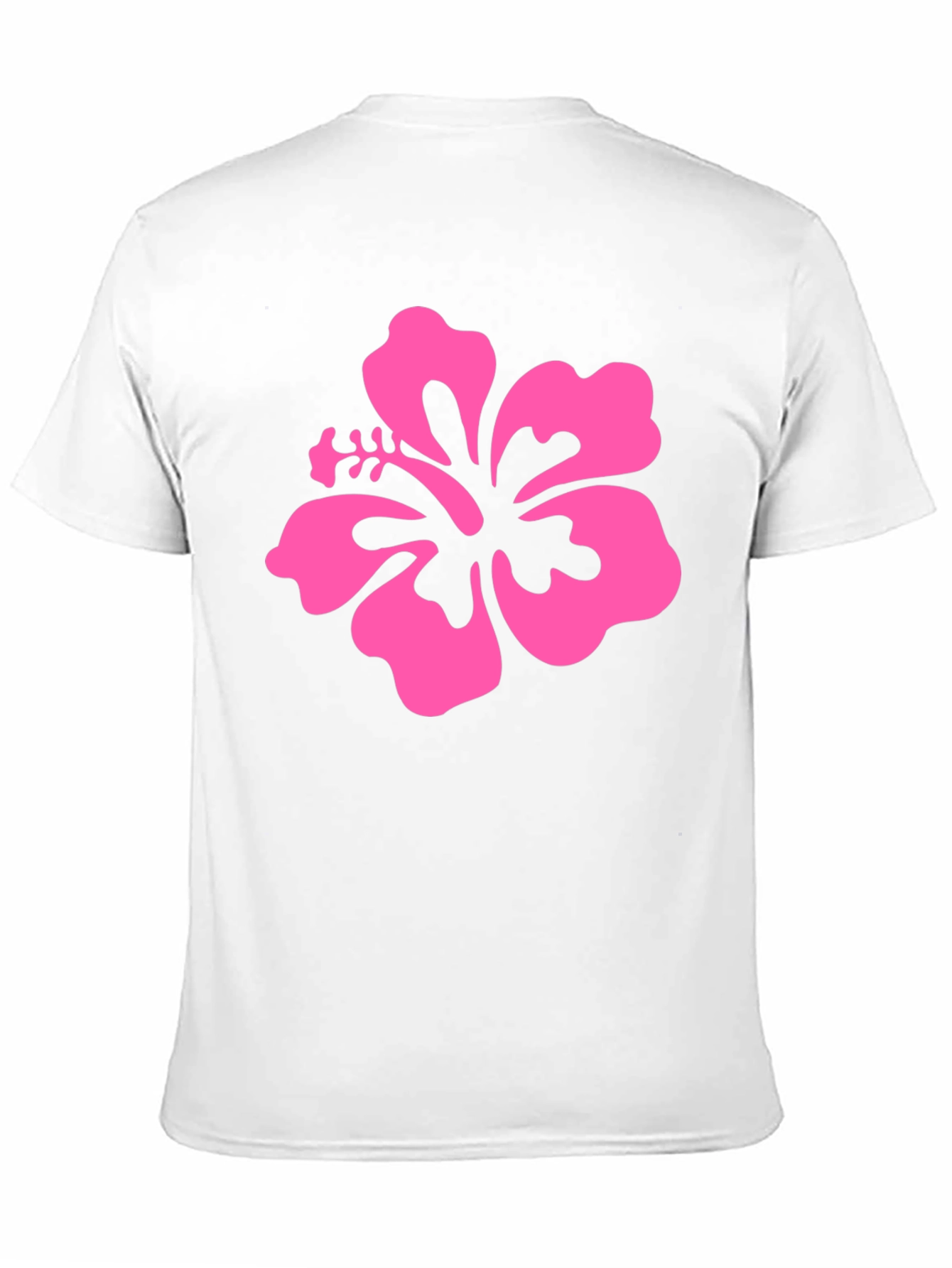 Pink Hibiscus Flower Black T-Shirt