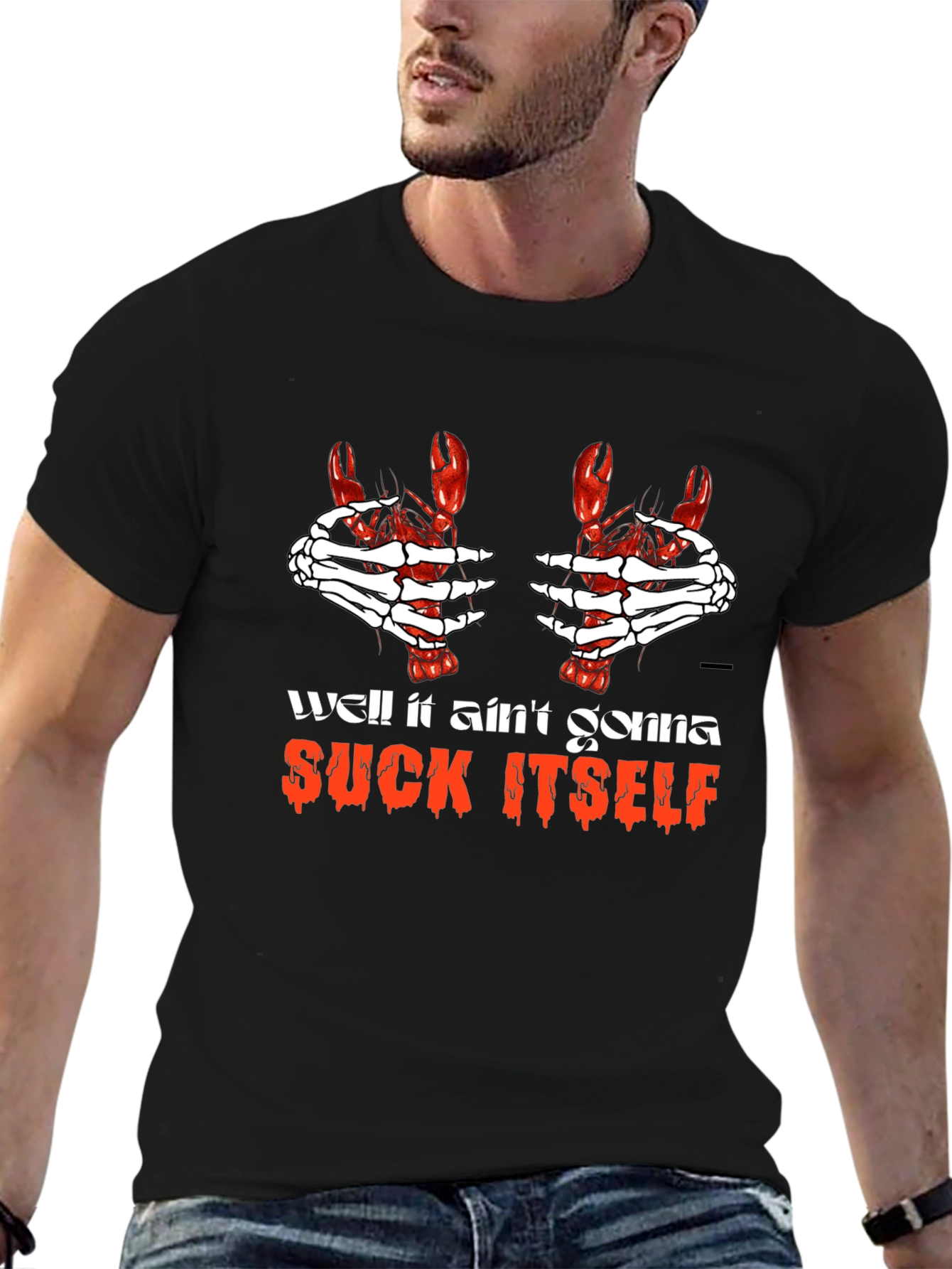 Humorous Lobster Claw Skeleton Hands T-Shirt