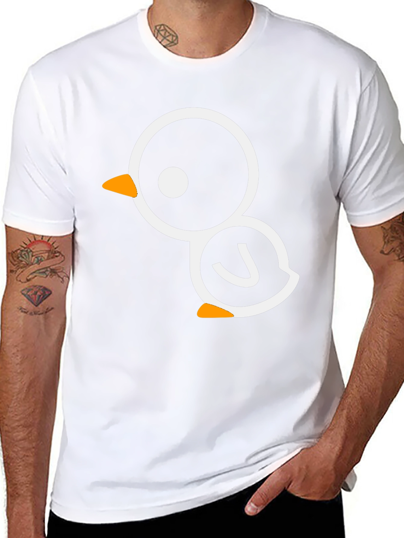 Cute Cartoon Bird Graphic Black Tee