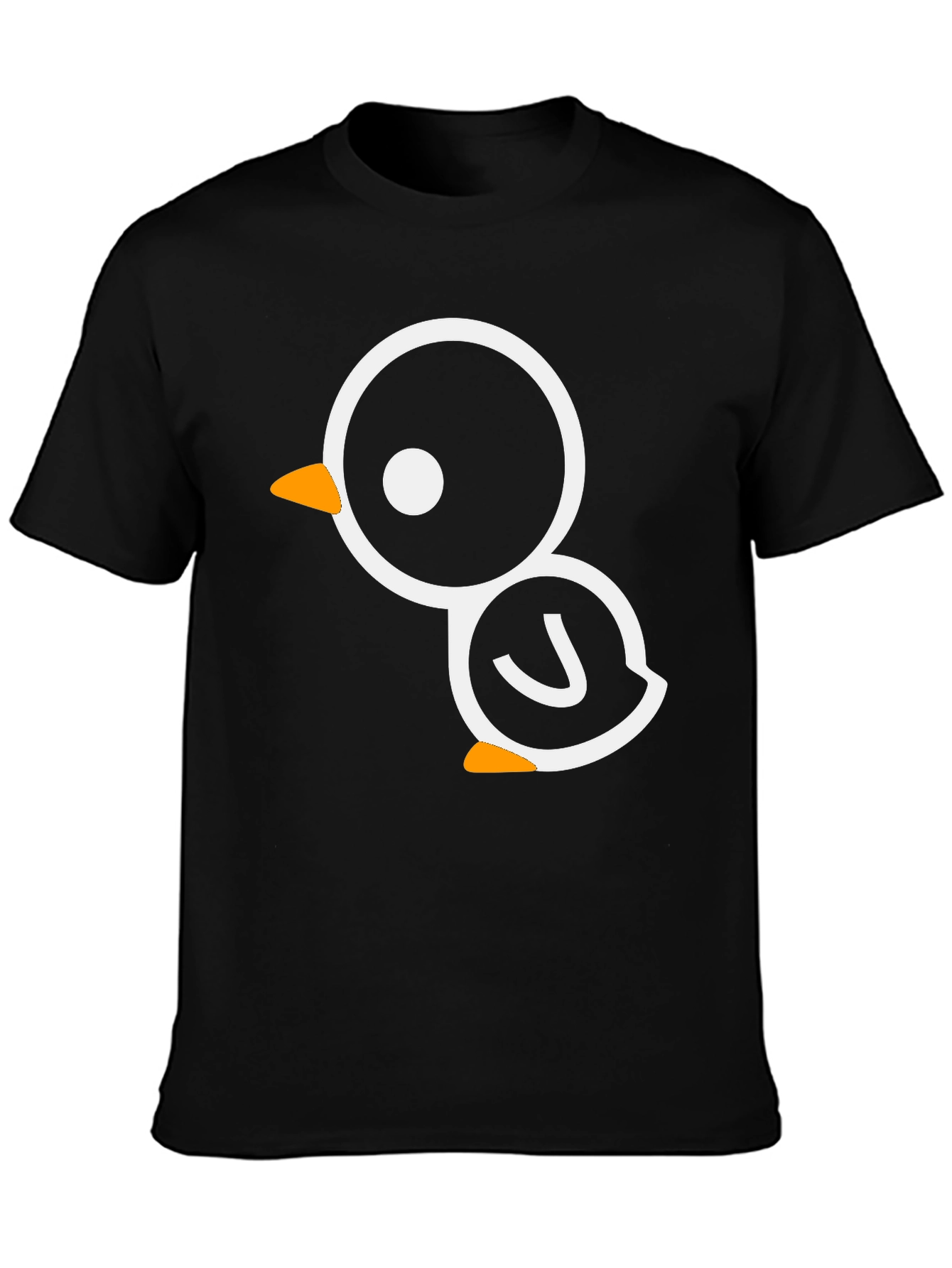 Cute Cartoon Bird Graphic Black Tee