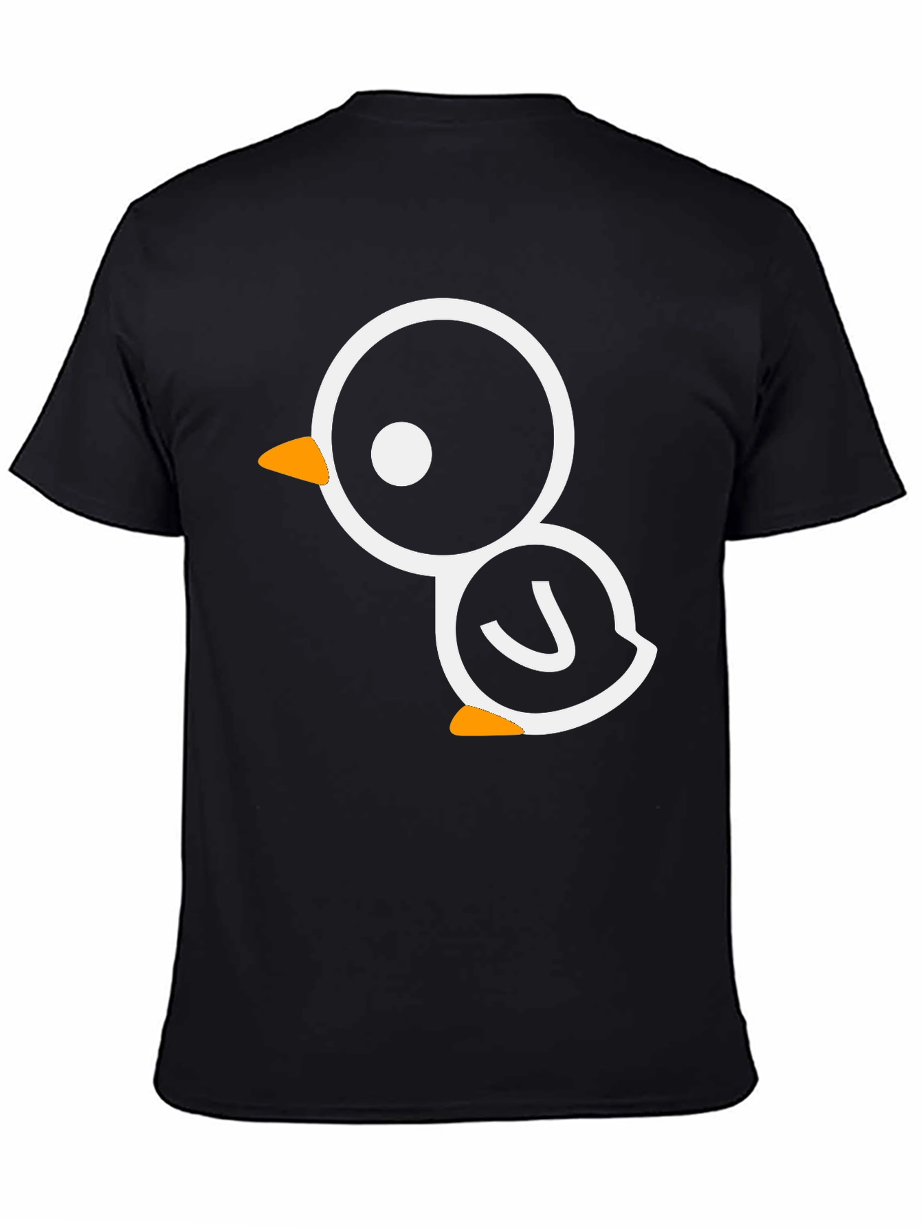 Cute Cartoon Bird Graphic Black Tee