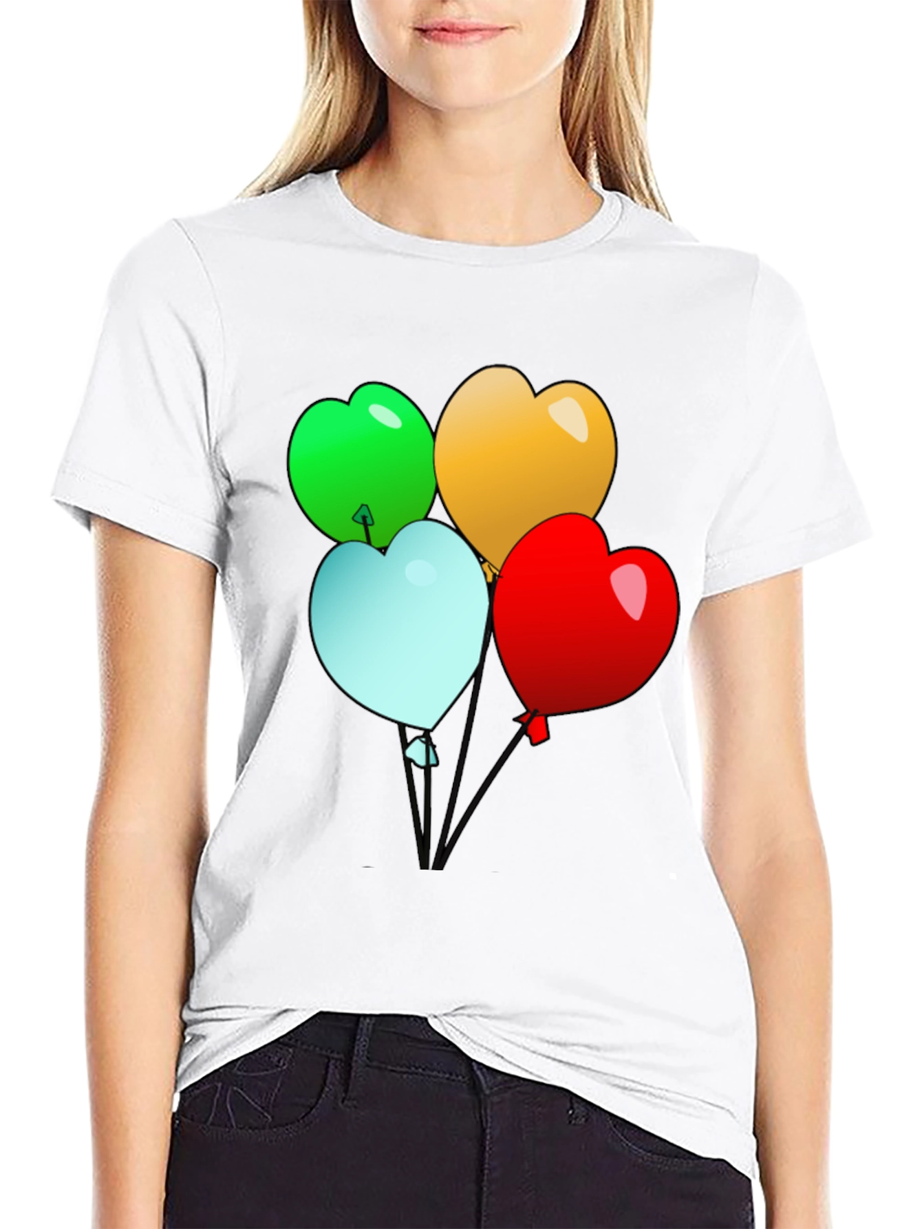 Heart Balloons Graphic Tee - Black Casual Shirt