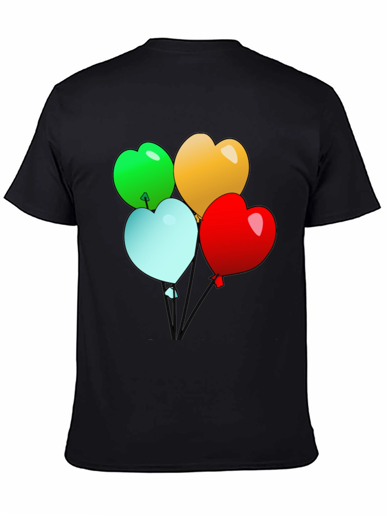Heart Balloons Graphic Tee - Black Casual Shirt