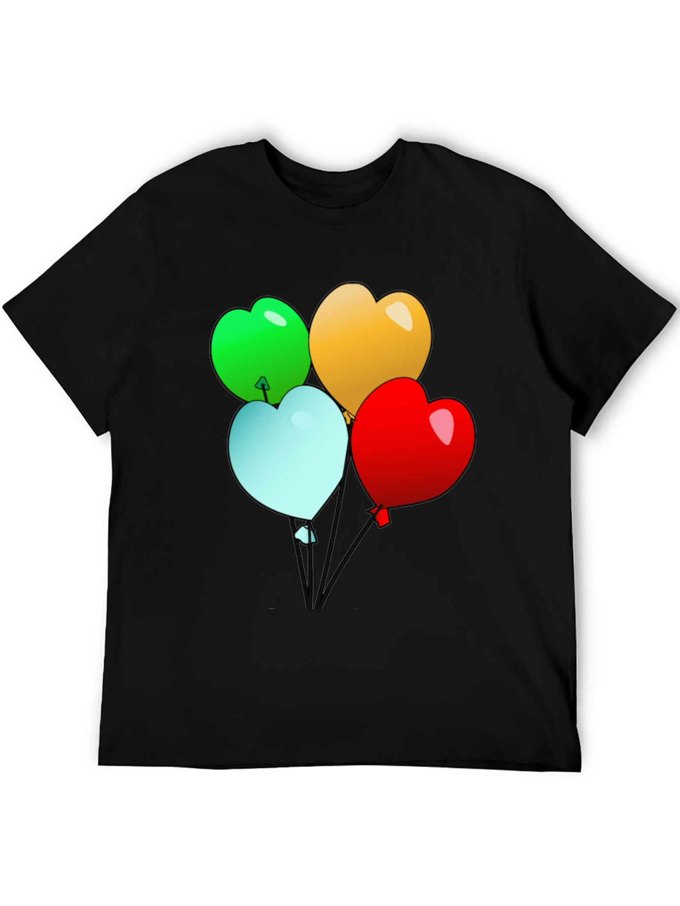 Heart Balloons Graphic Tee - Black Casual Shirt
