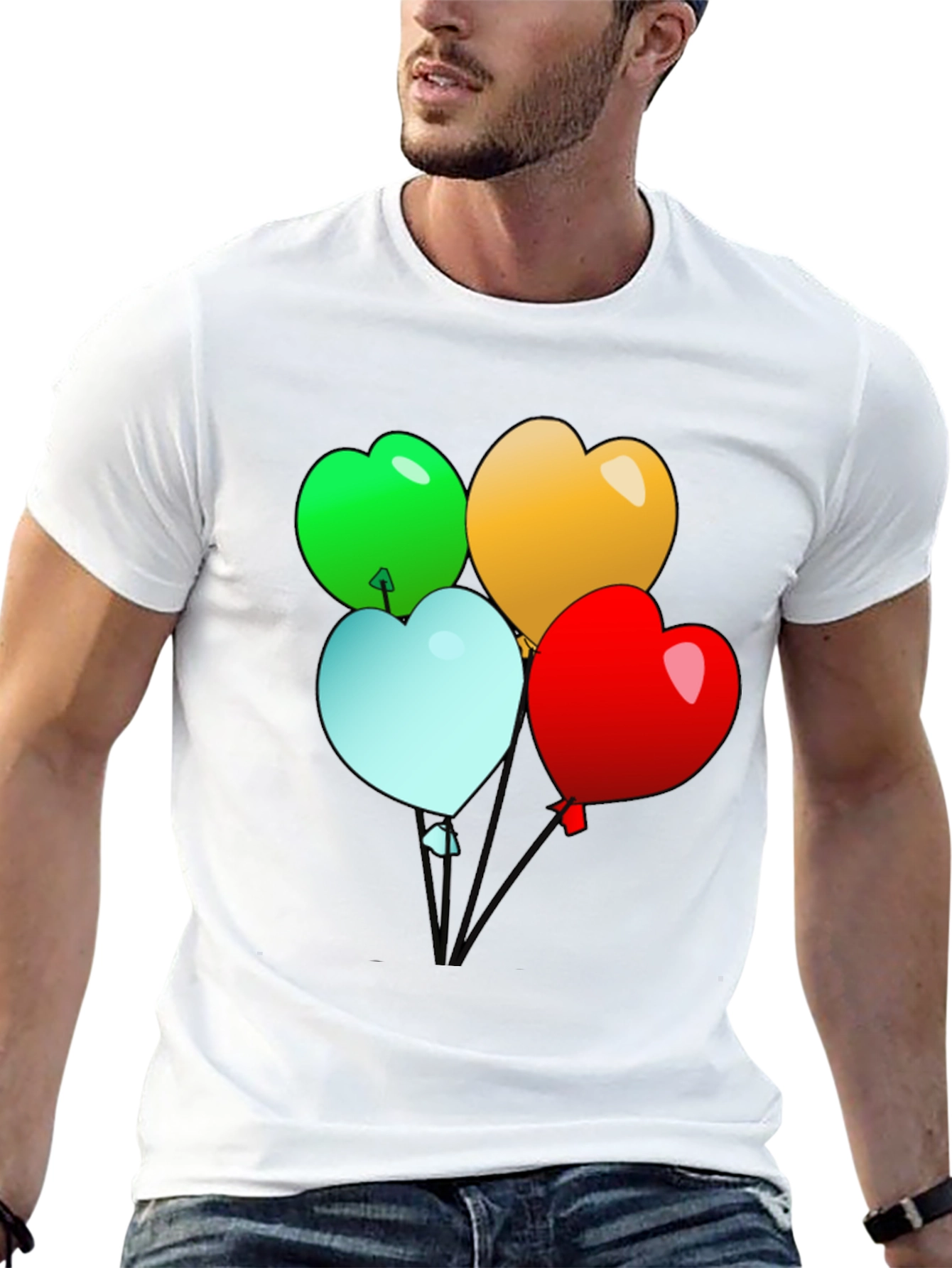 Heart Balloons Graphic Tee - Black Casual Shirt