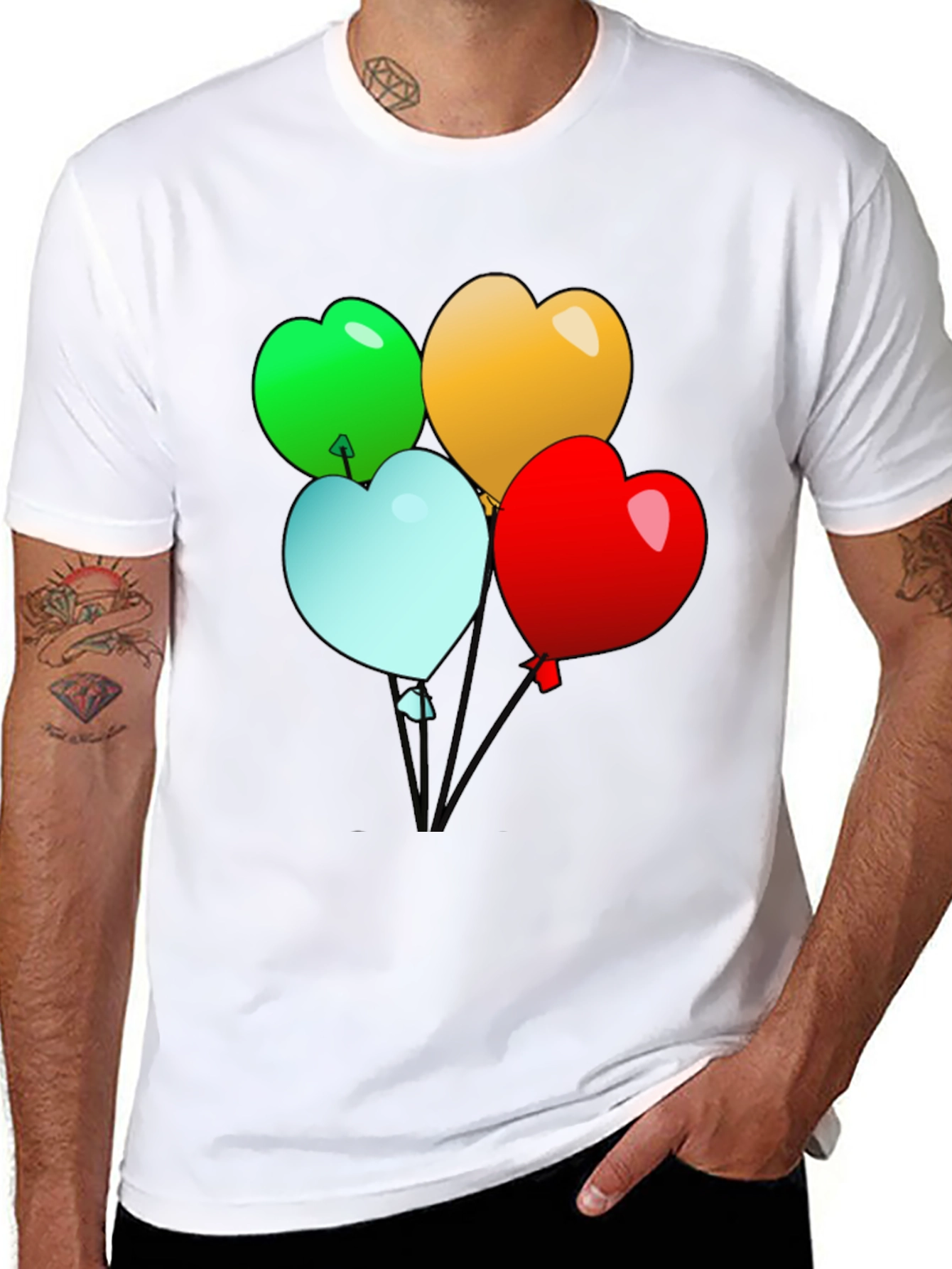 Heart Balloons Graphic Tee - Black Casual Shirt