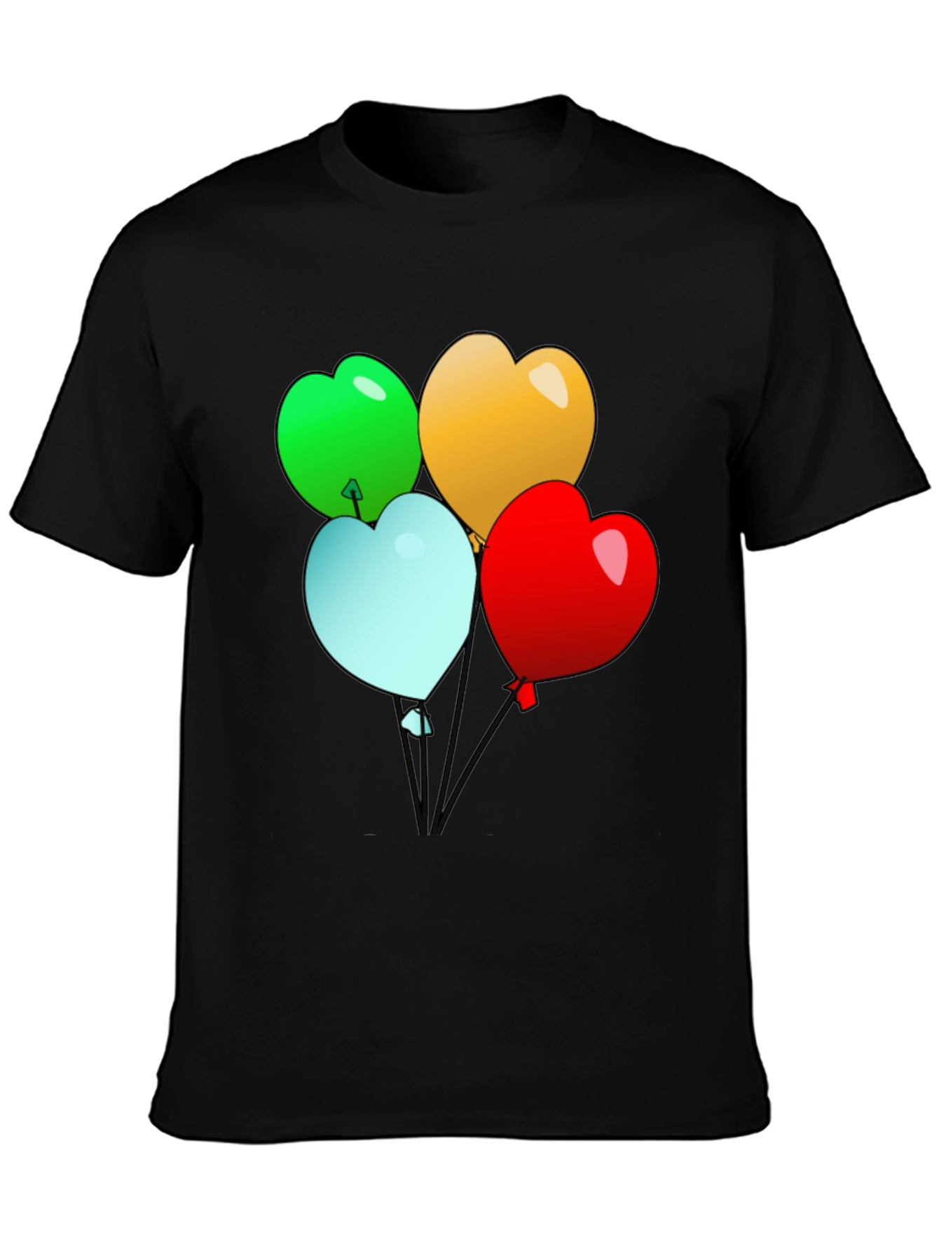 Heart Balloons Graphic Tee - Black Casual Shirt