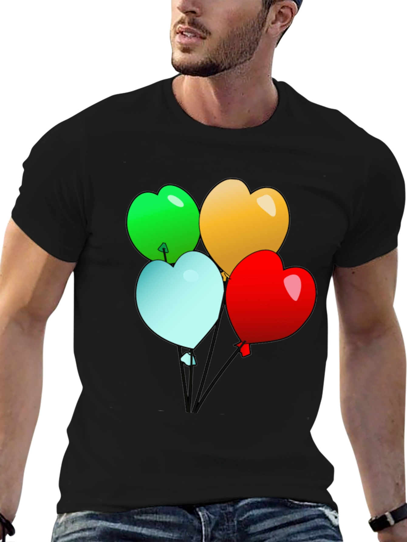 Heart Balloons Graphic Tee - Black Casual Shirt