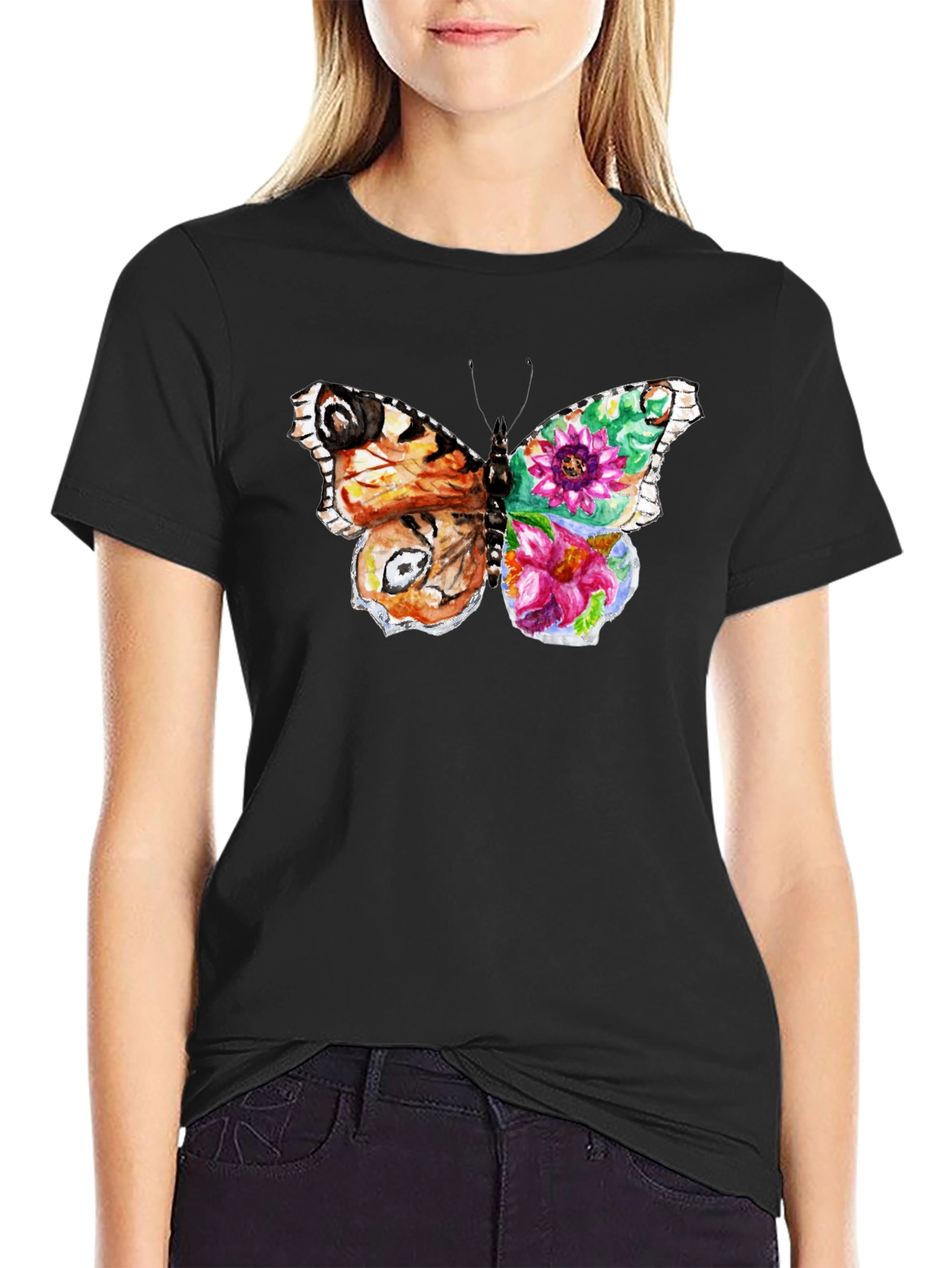 Butterfly Floral Print Mens T-Shirt