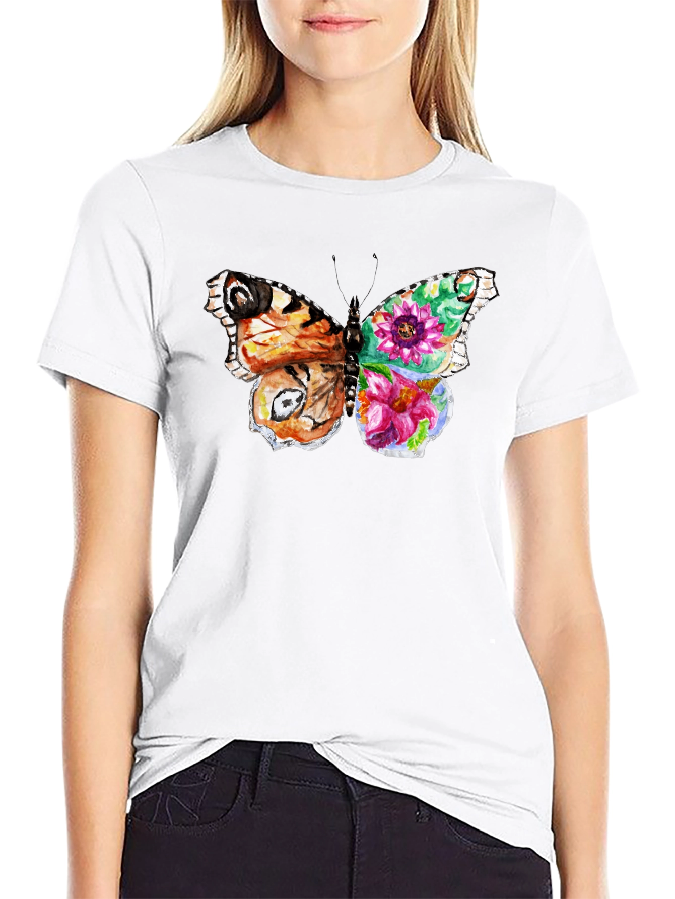 Butterfly Floral Print Mens T-Shirt