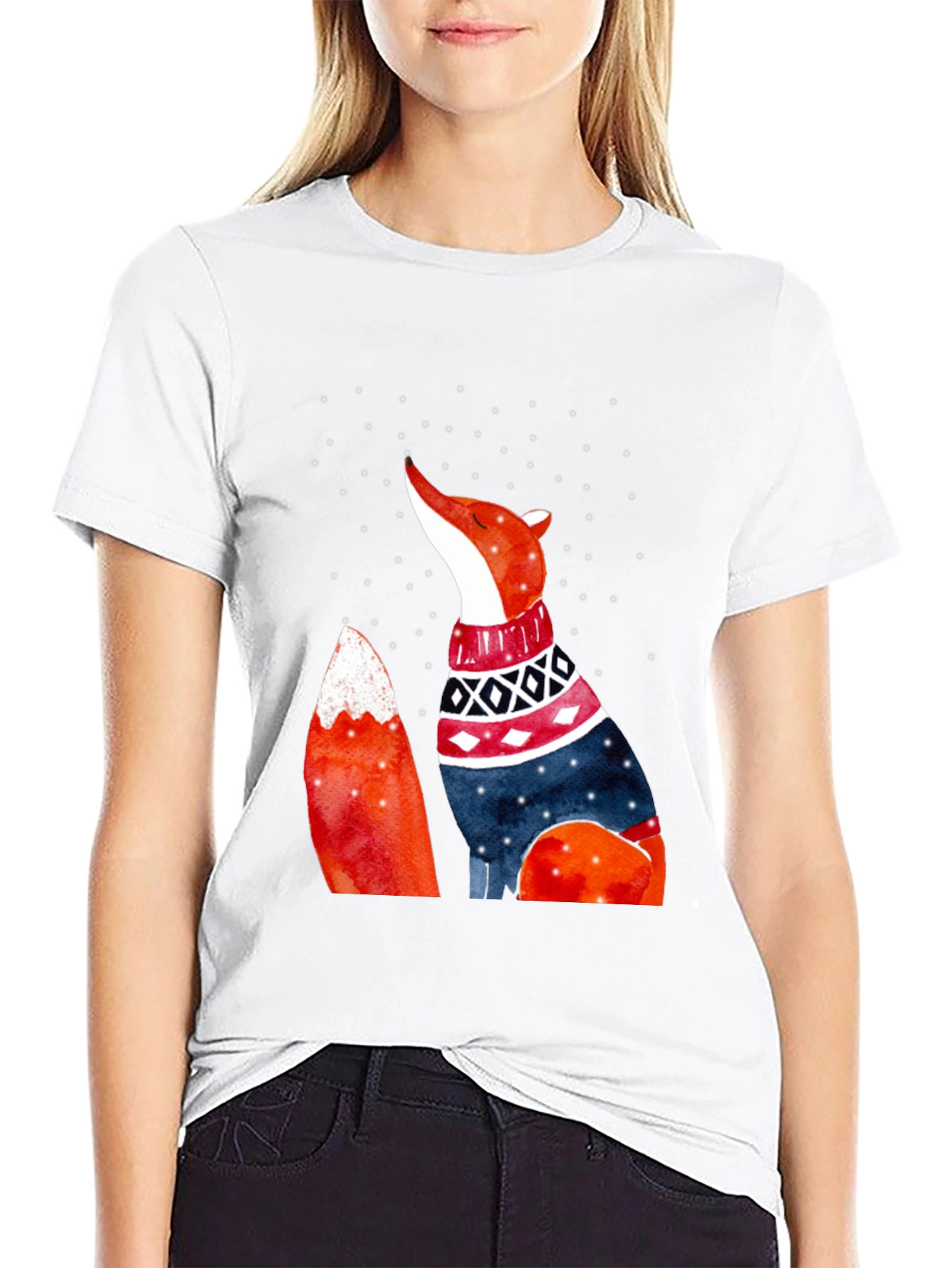 Fox in Sweater Graphic T-Shirt