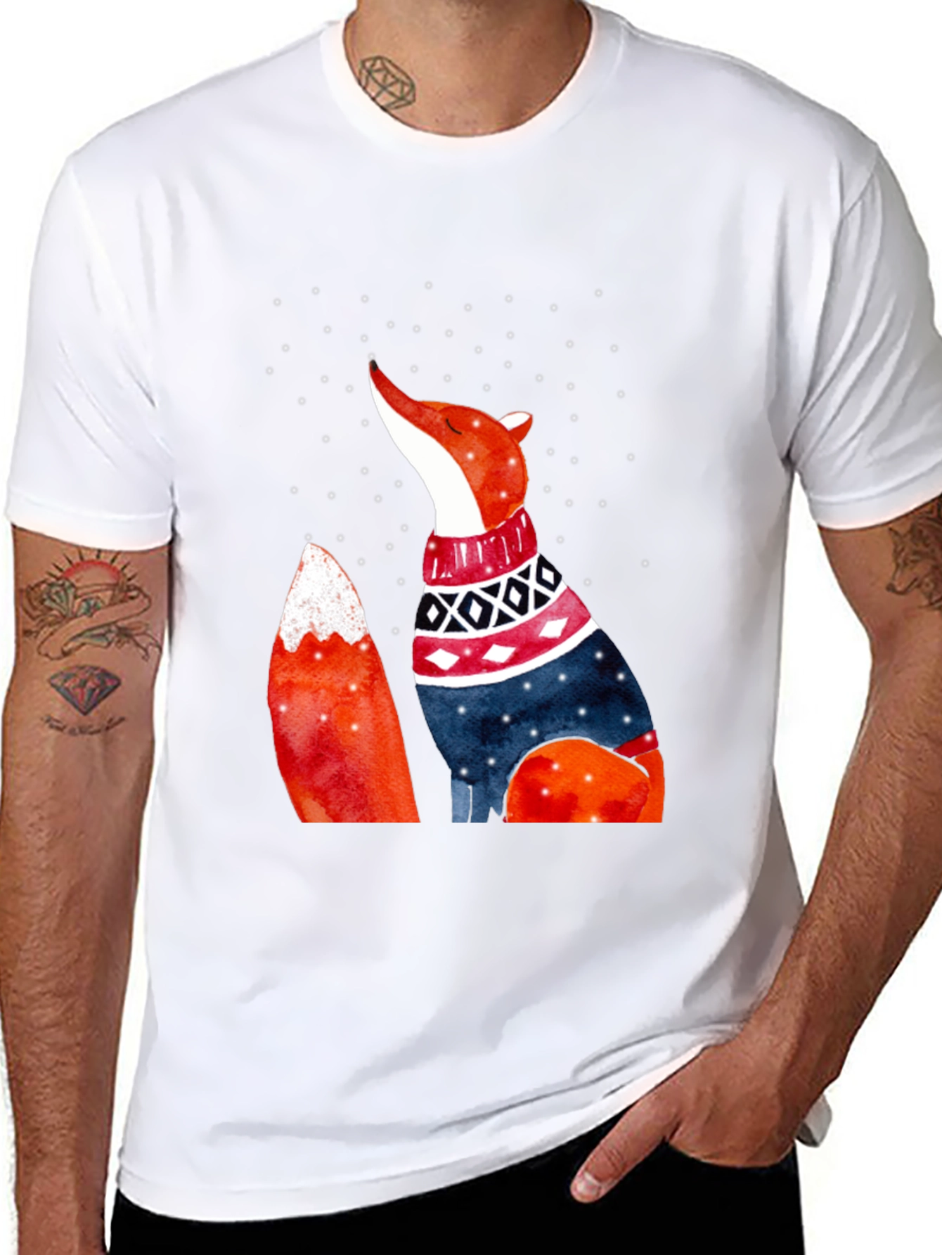 Fox in Sweater Graphic T-Shirt