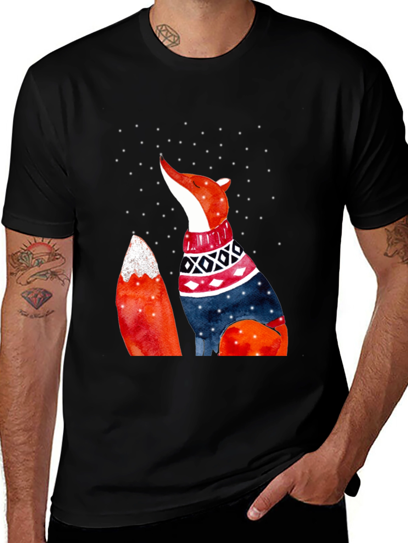 Fox in Sweater Graphic T-Shirt
