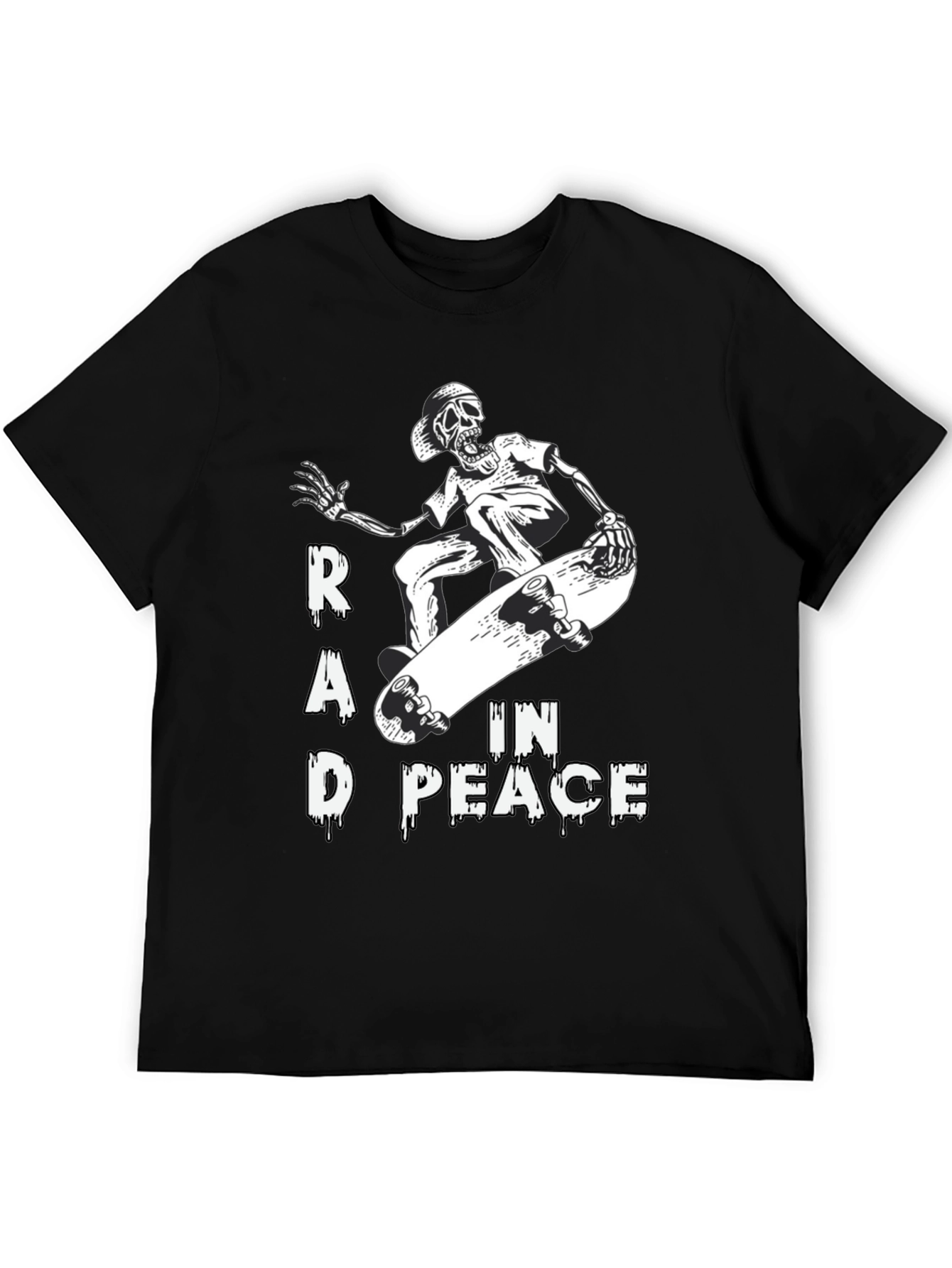 Rad in Peace Skeleton Skateboard Graphic T-Shirt