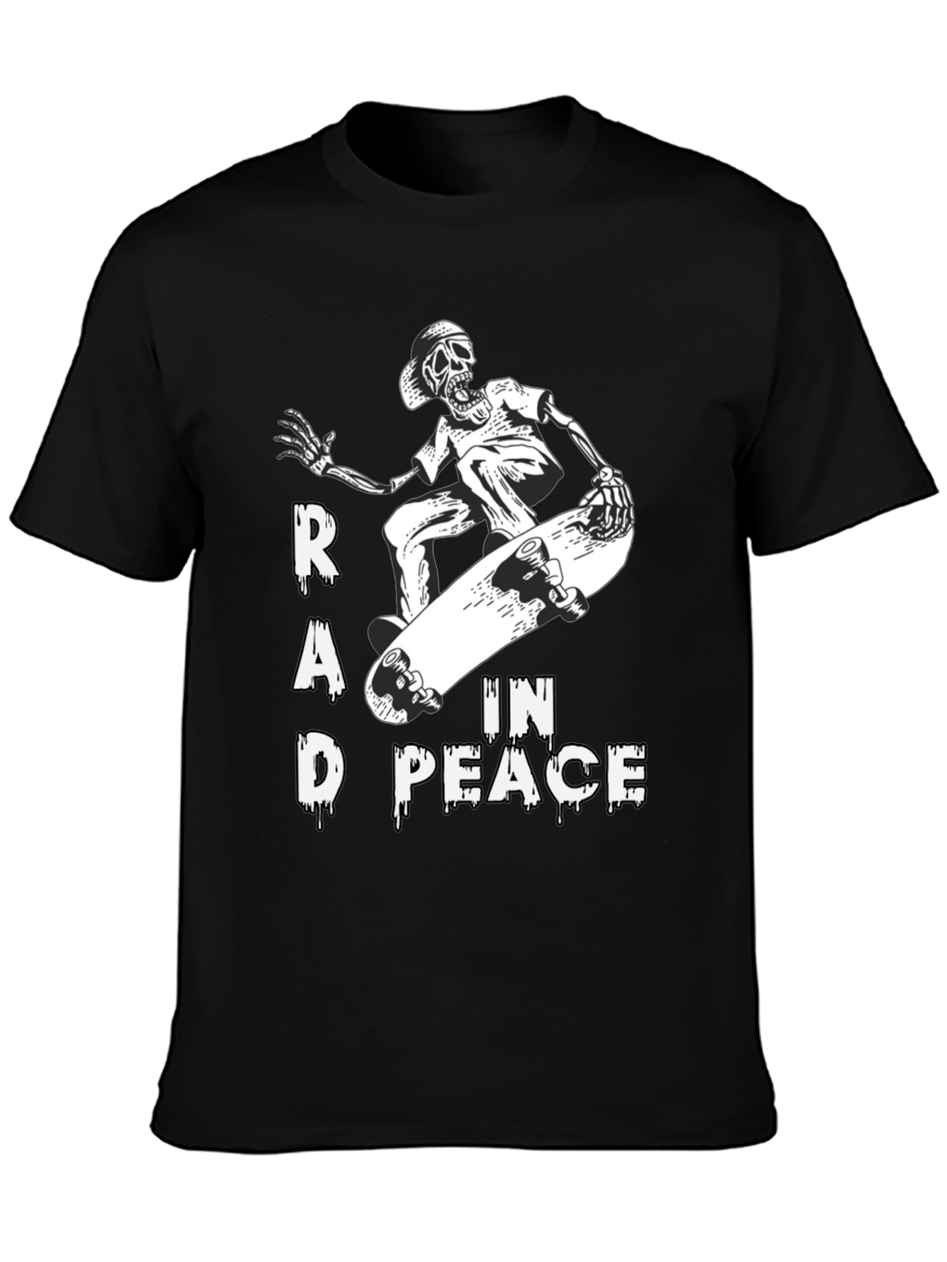 Rad in Peace Skeleton Skateboard Graphic T-Shirt