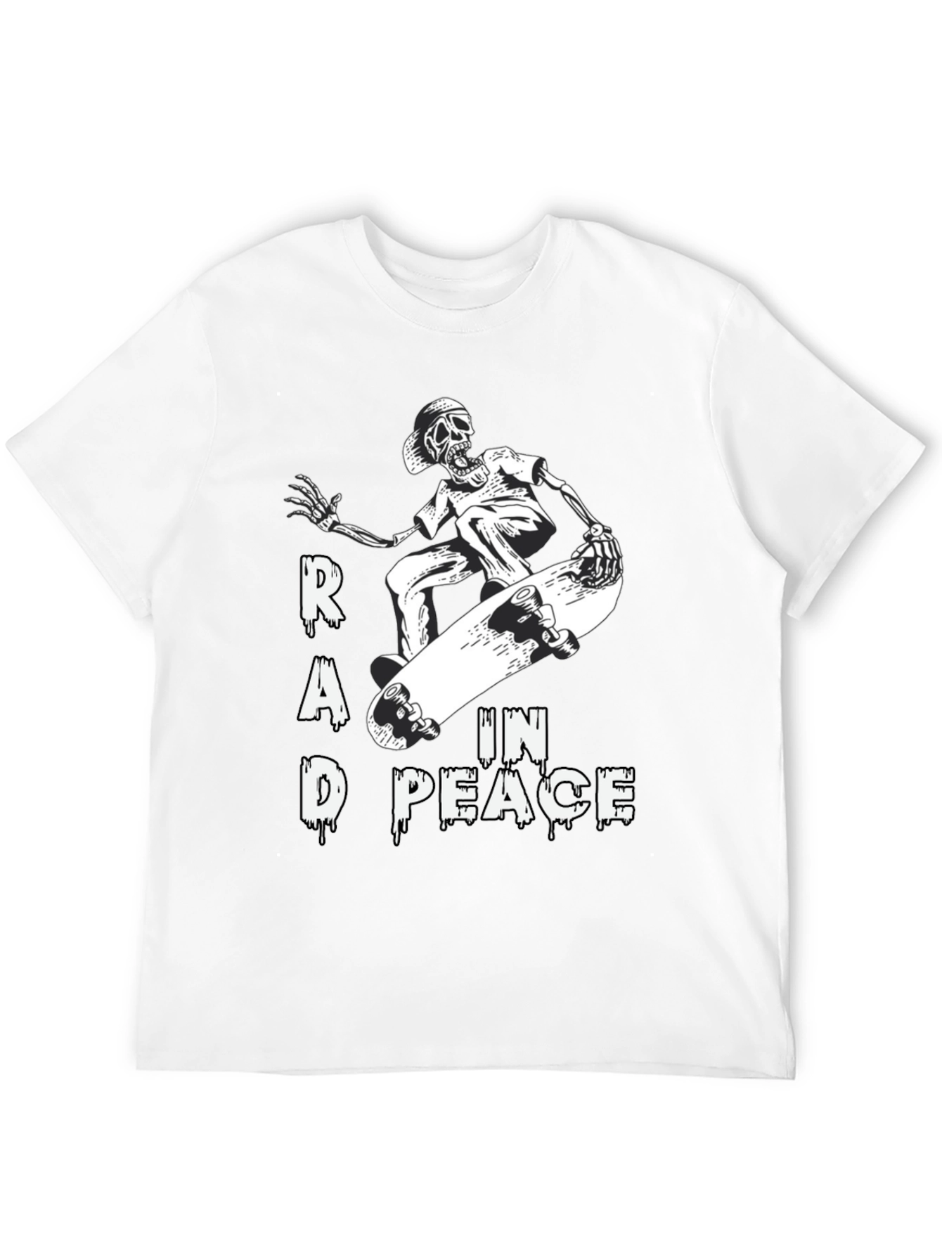 Rad in Peace Skeleton Skateboard Graphic T-Shirt