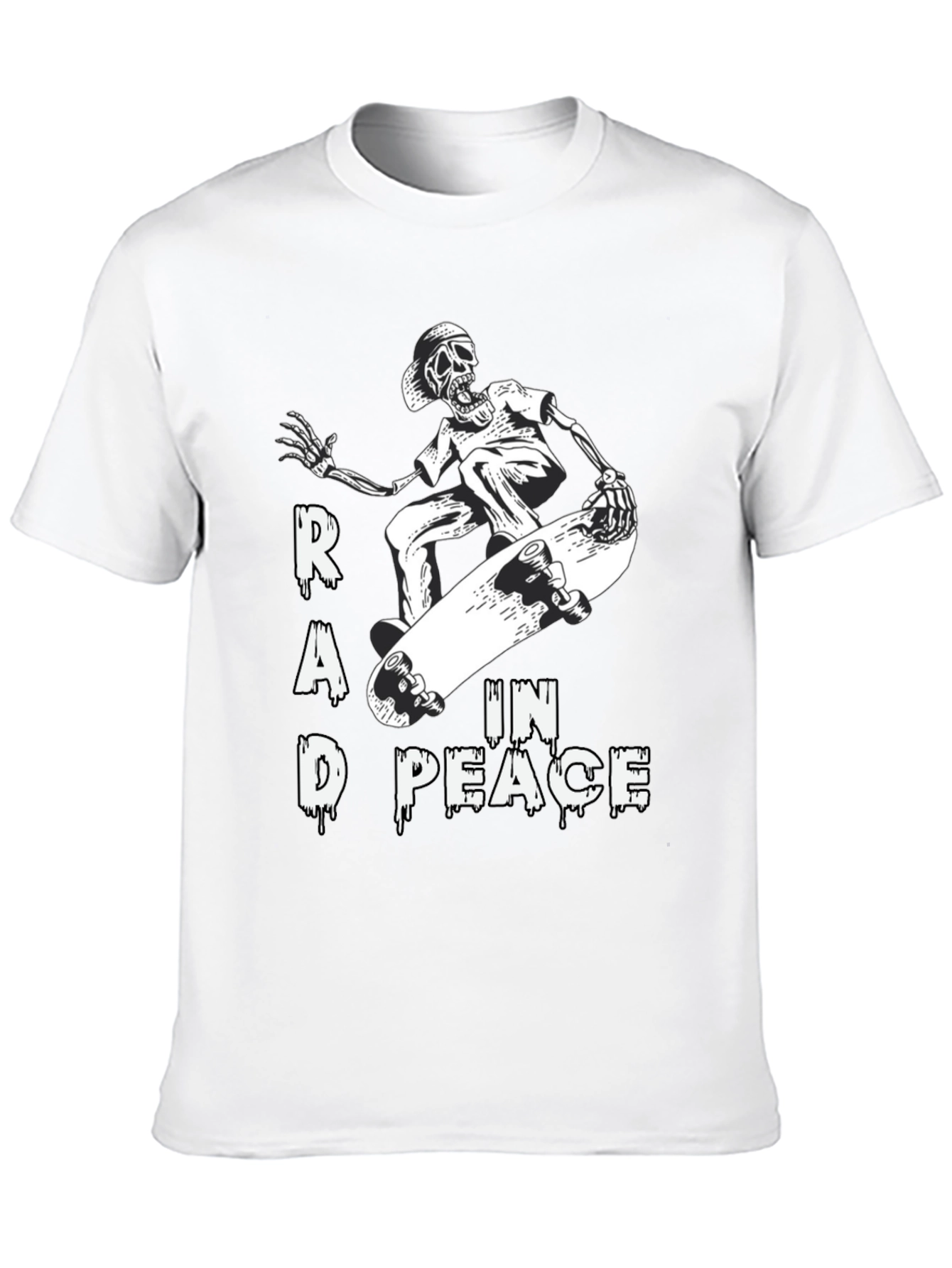 Rad in Peace Skeleton Skateboard Graphic T-Shirt