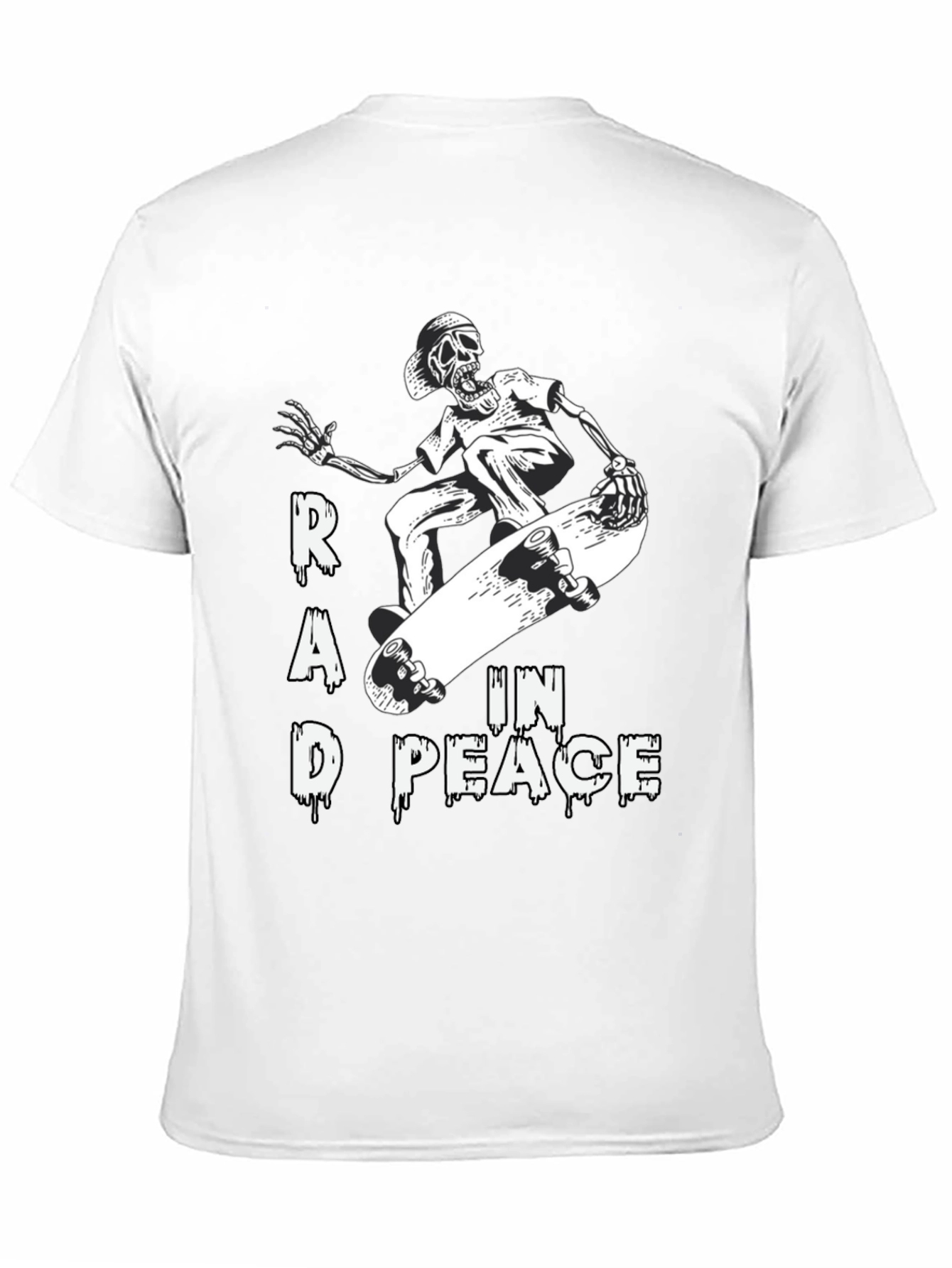 Rad in Peace Skeleton Skateboard Graphic T-Shirt