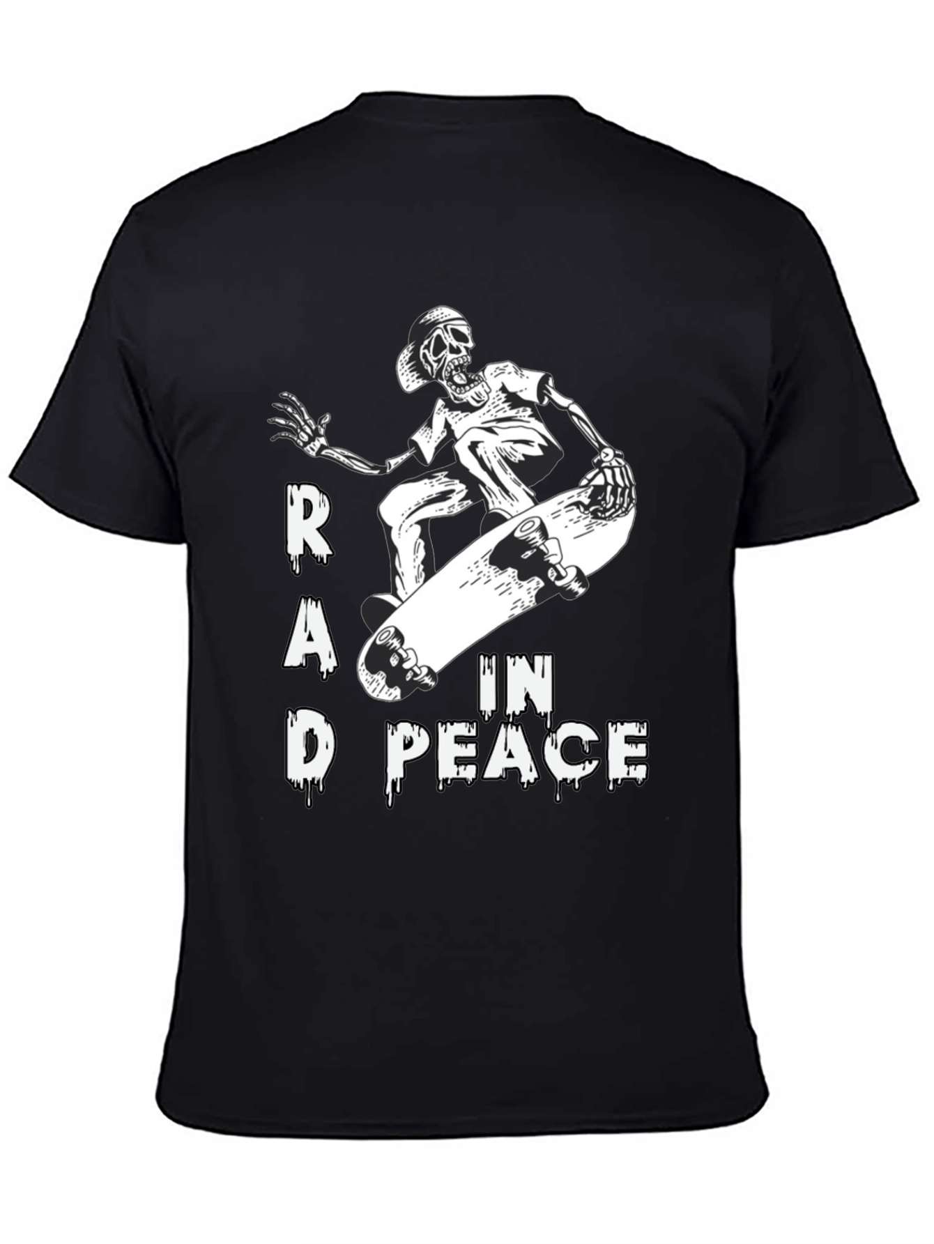 Rad in Peace Skeleton Skateboard Graphic T-Shirt