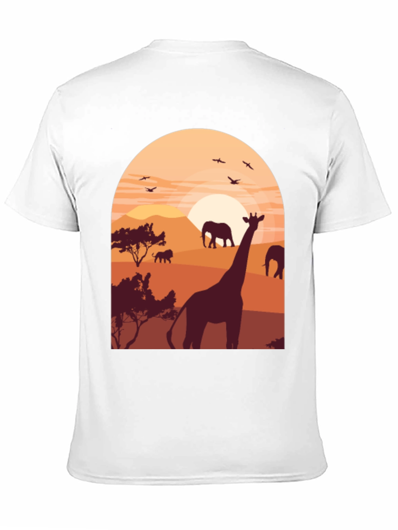 Safari Sunset Graphic Tee - Wildlife Giraffe Elephant T-Shirt