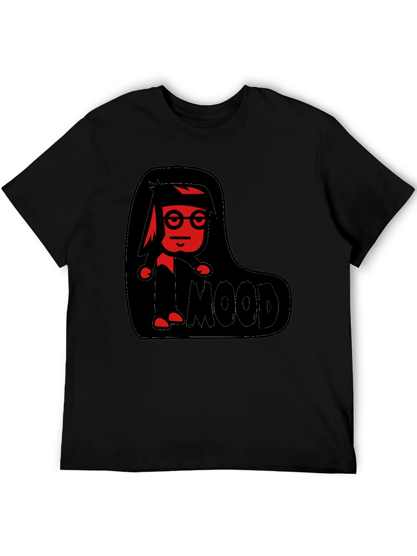 Red Character Graphic Black T-Shirt
