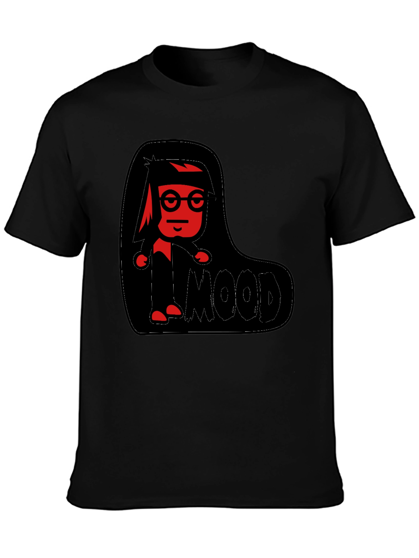 Red Character Graphic Black T-Shirt